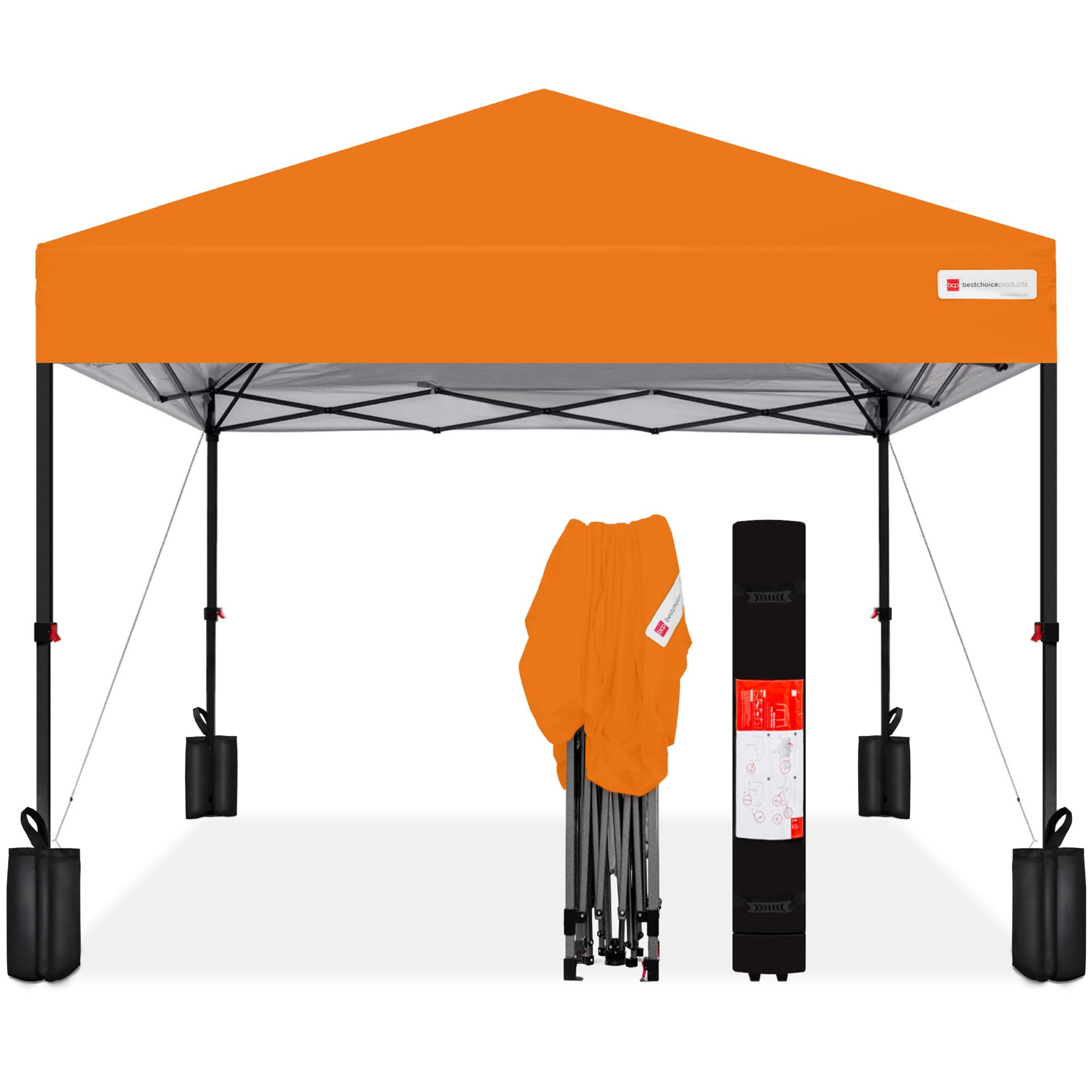 Best Choice Products 10x10ft Pop Up Canopy Tent, Outdoor Shade, 1 Person 1 Minute Set Up, Carry Case, 4 Weight Bags - White