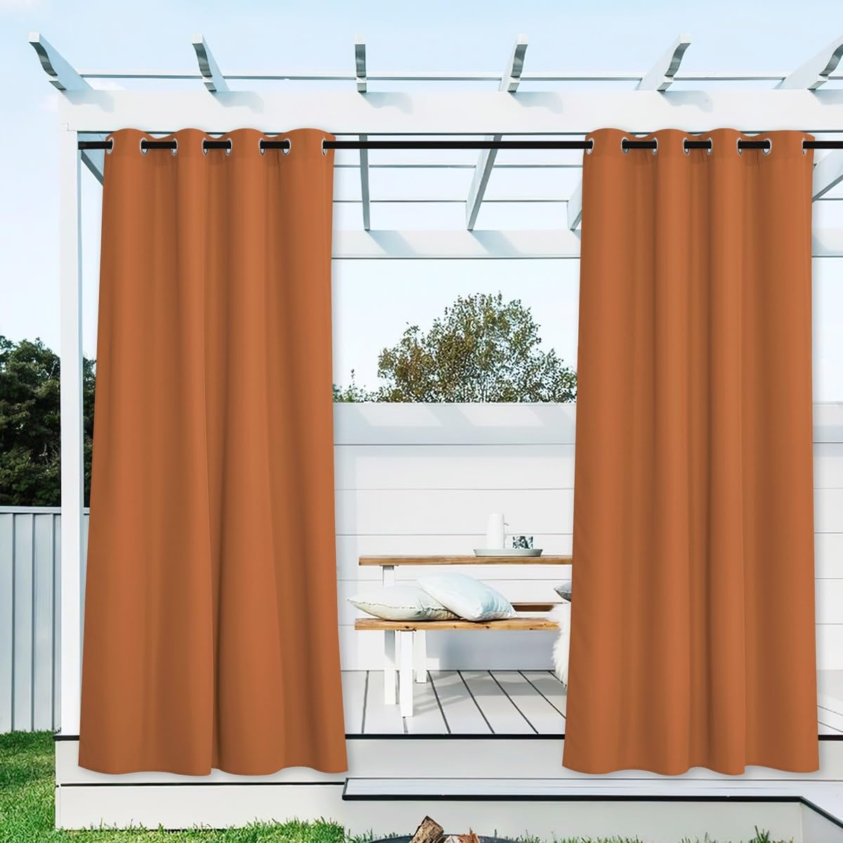 NICETOWN Outdoor Curtains for Patio Waterproof 95" L, Blackout Gazebo Curtain for Pergola/Porch Weatherproof, UV & Privacy Protection Outside Drape, 52" Wide, 1 Panel, Biscotti Beige