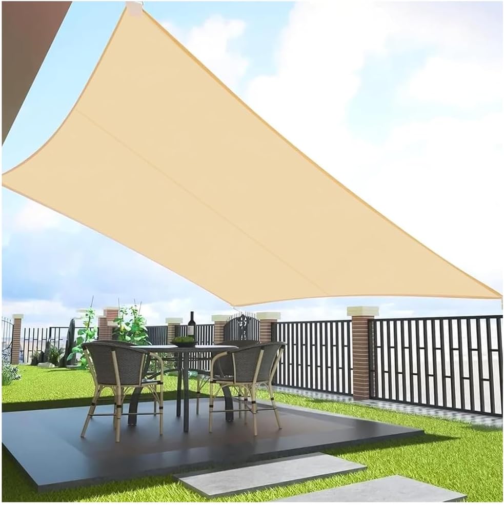 Sun Shade Sail Waterproof Rectangle Block Garden Sunscreen Awning Canopy with Free Rope, Breathable Patio Sail pergola for Outdoor Party,Beige,2m×3m