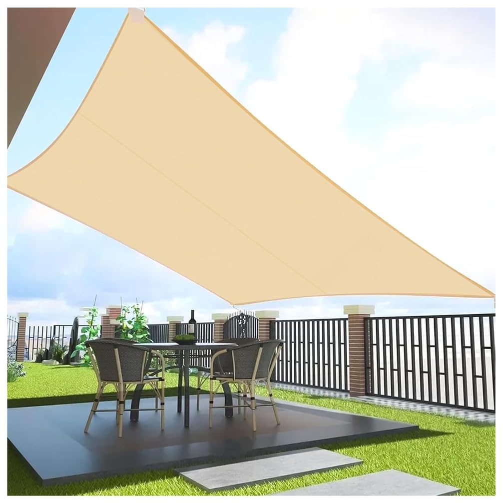 Sun Shade Sail Waterproof Rectangle Block Garden Sunscreen Awning Canopy with Free Rope, Breathable Patio Sail pergola for Outdoor Party,Beige,2m×3m