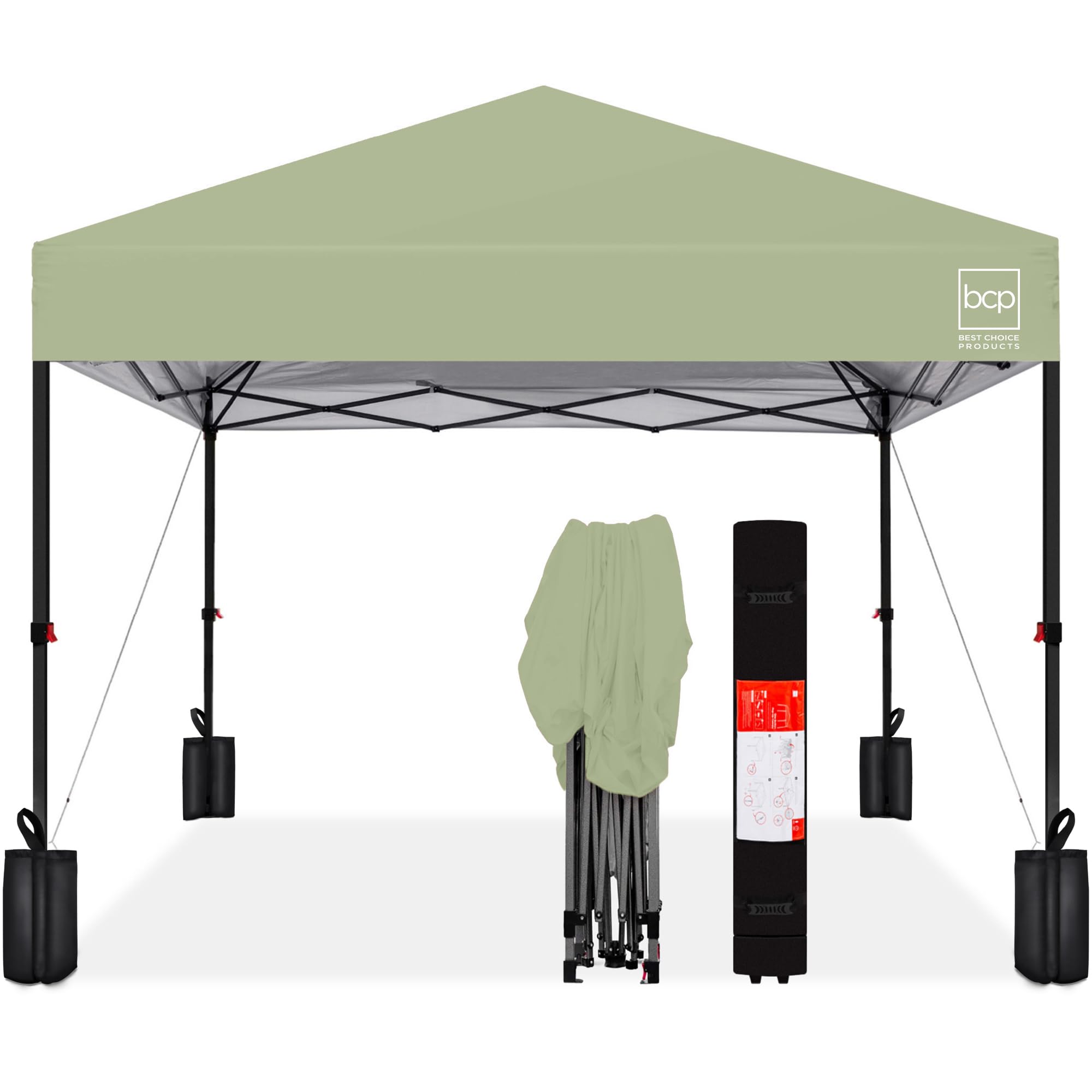 Best Choice Products 10x10ft Pop Up Canopy Tent, Outdoor Shade, 1 Person 1 Minute Set Up, Carry Case, 4 Weight Bags - White
