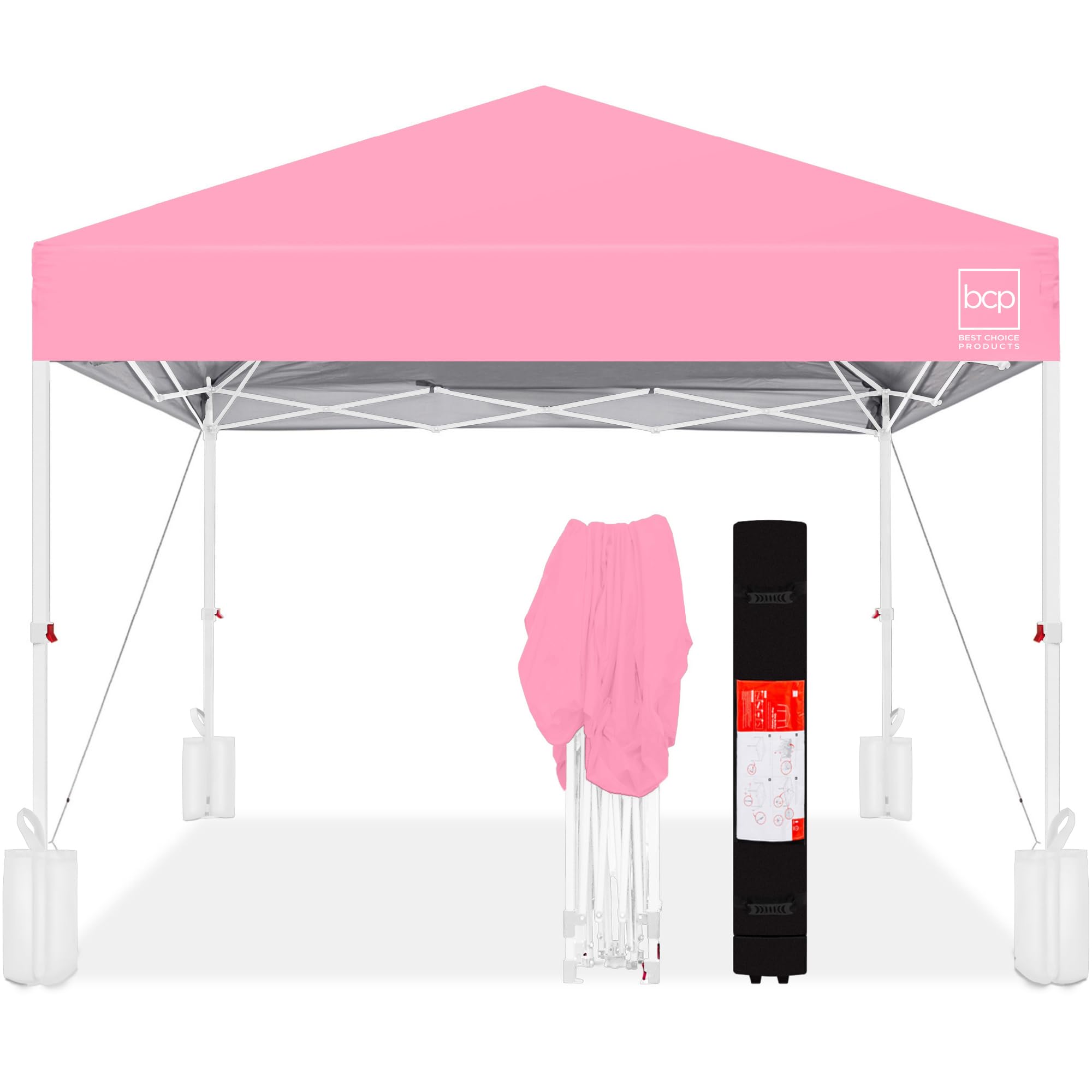 Best Choice Products 10x10ft Pop Up Canopy Tent, Outdoor Shade, 1 Person 1 Minute Set Up, Carry Case, 4 Weight Bags - White