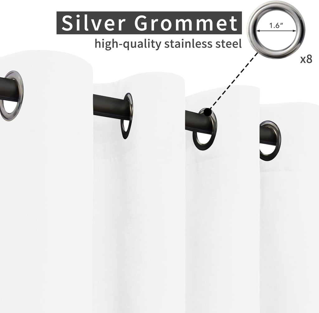 Easy-Going Linen Look Outdoor Curtains Waterproof Windproof Porch Curtains, Soft Thicken Outdoor Privacy Curtains for Patio, Gazebo, Grommet Top and Tab Bottom Drape, 1 Panel, 54x84 inch, White