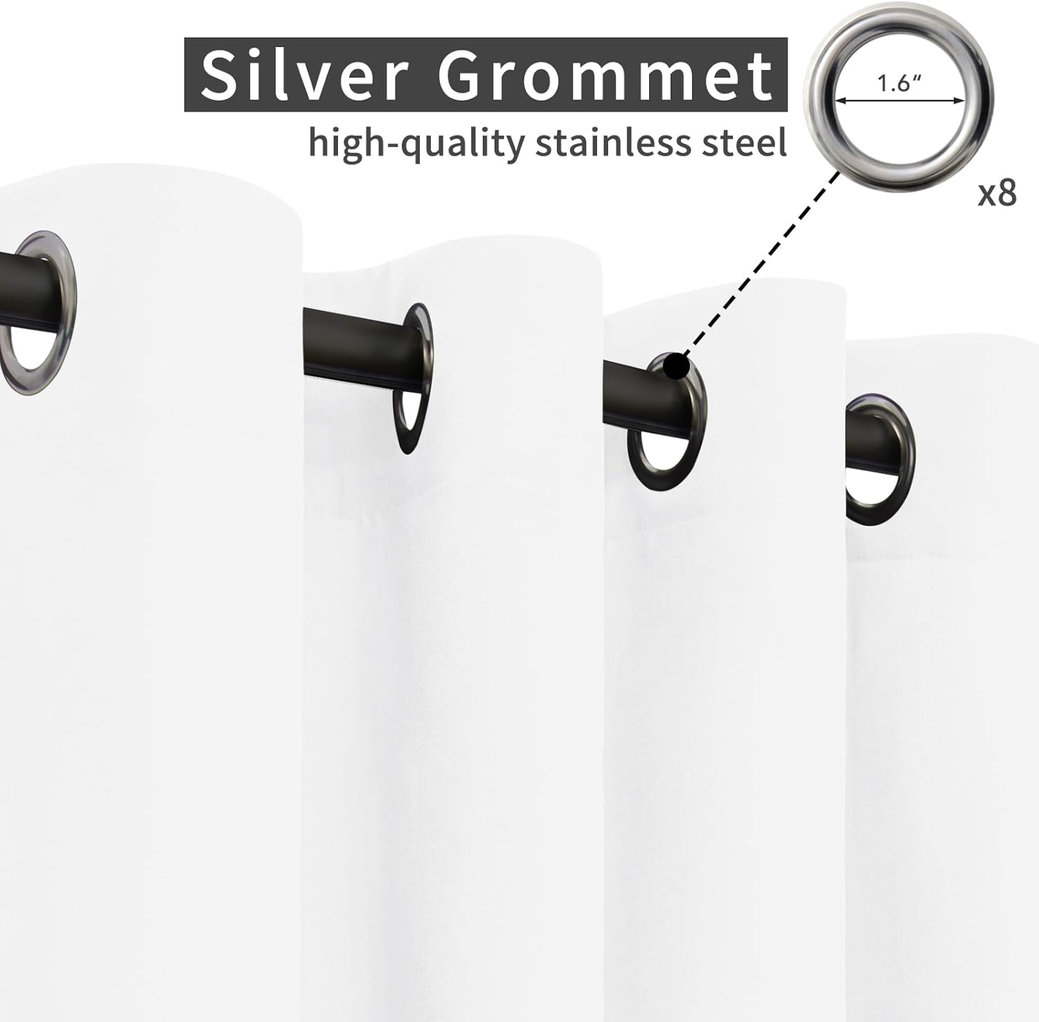 Easy-Going Linen Look Outdoor Curtains Waterproof Windproof Porch Curtains, Soft Thicken Outdoor Privacy Curtains for Patio, Gazebo, Grommet Top and Tab Bottom Drape, 1 Panel, 54x84 inch, White