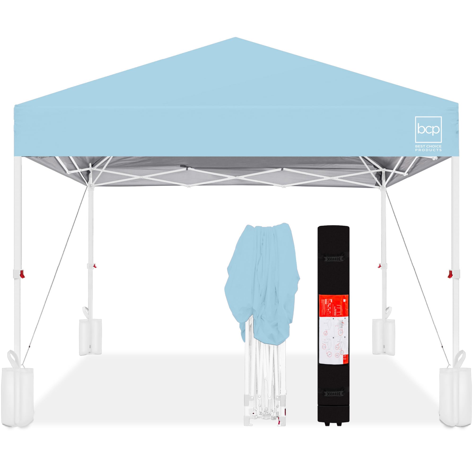Best Choice Products 10x10ft Pop Up Canopy Tent, Outdoor Shade, 1 Person 1 Minute Set Up, Carry Case, 4 Weight Bags - White