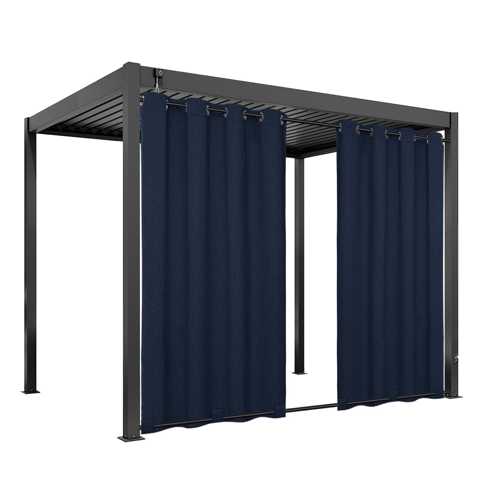 Easy-Going Linen Look Outdoor Curtains Waterproof Windproof Porch Curtains, Soft Thicken Outdoor Privacy Curtains for Patio, Gazebo, Grommet Top and Tab Bottom Drape, 1 Panel, 54x84 inch, White