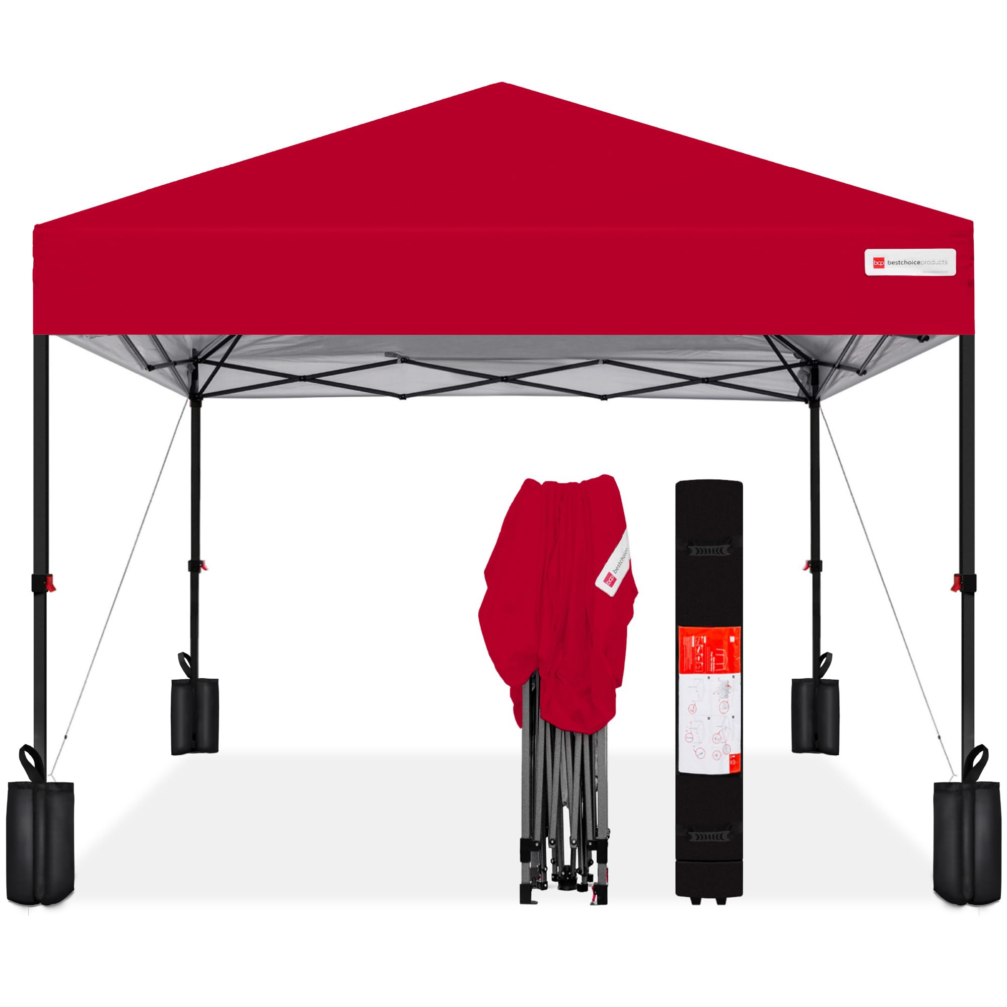 Best Choice Products 10x10ft Pop Up Canopy Tent, Outdoor Shade, 1 Person 1 Minute Set Up, Carry Case, 4 Weight Bags - White