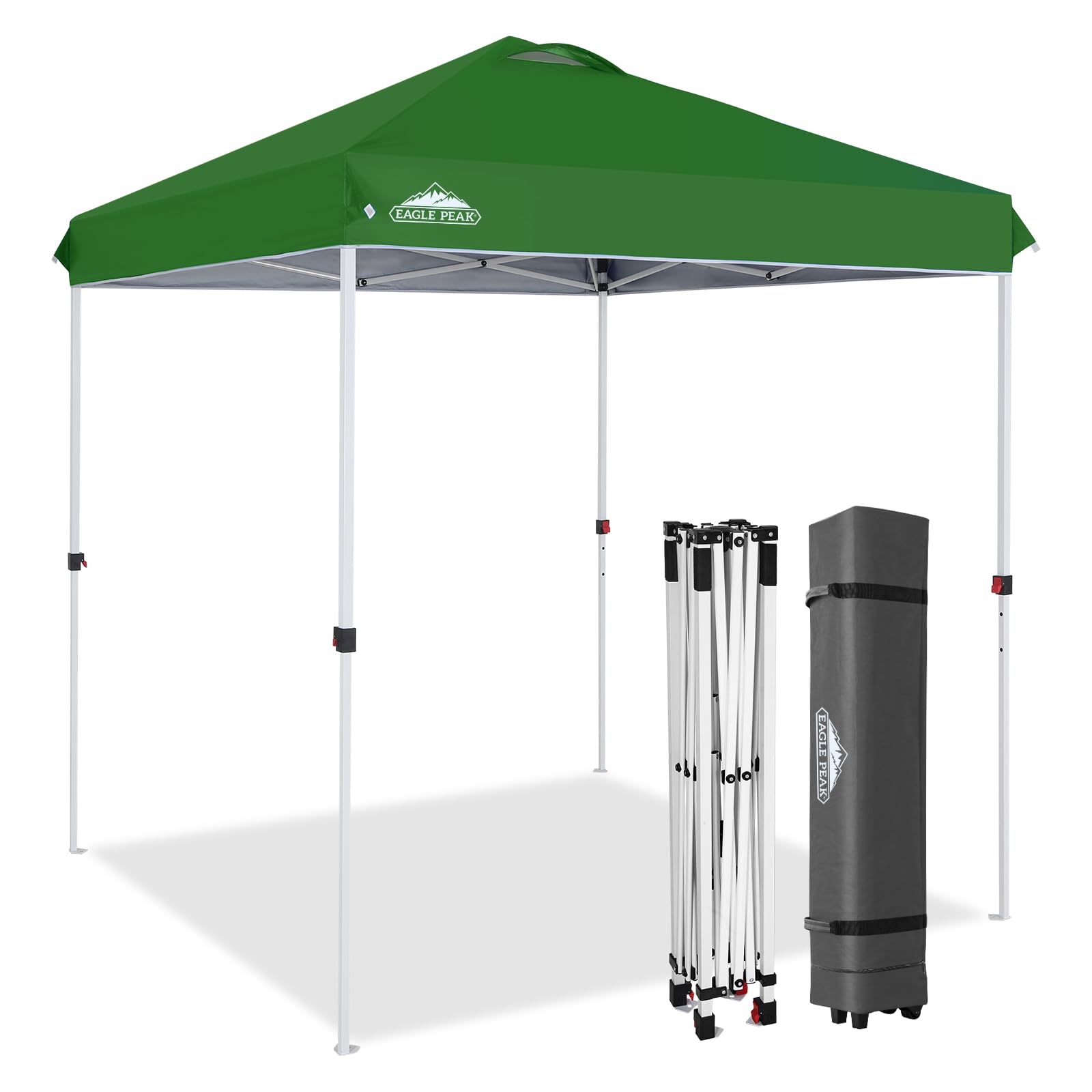 EAGLE PEAK Pop Up Canopy Tent with Wheeled Carry Bag, 8 Stakes, 4 Ropes, 4 Weight Bags, Easy Set Up Tent Canopy, 10x10 ft, 100sqft of Shade, Blue