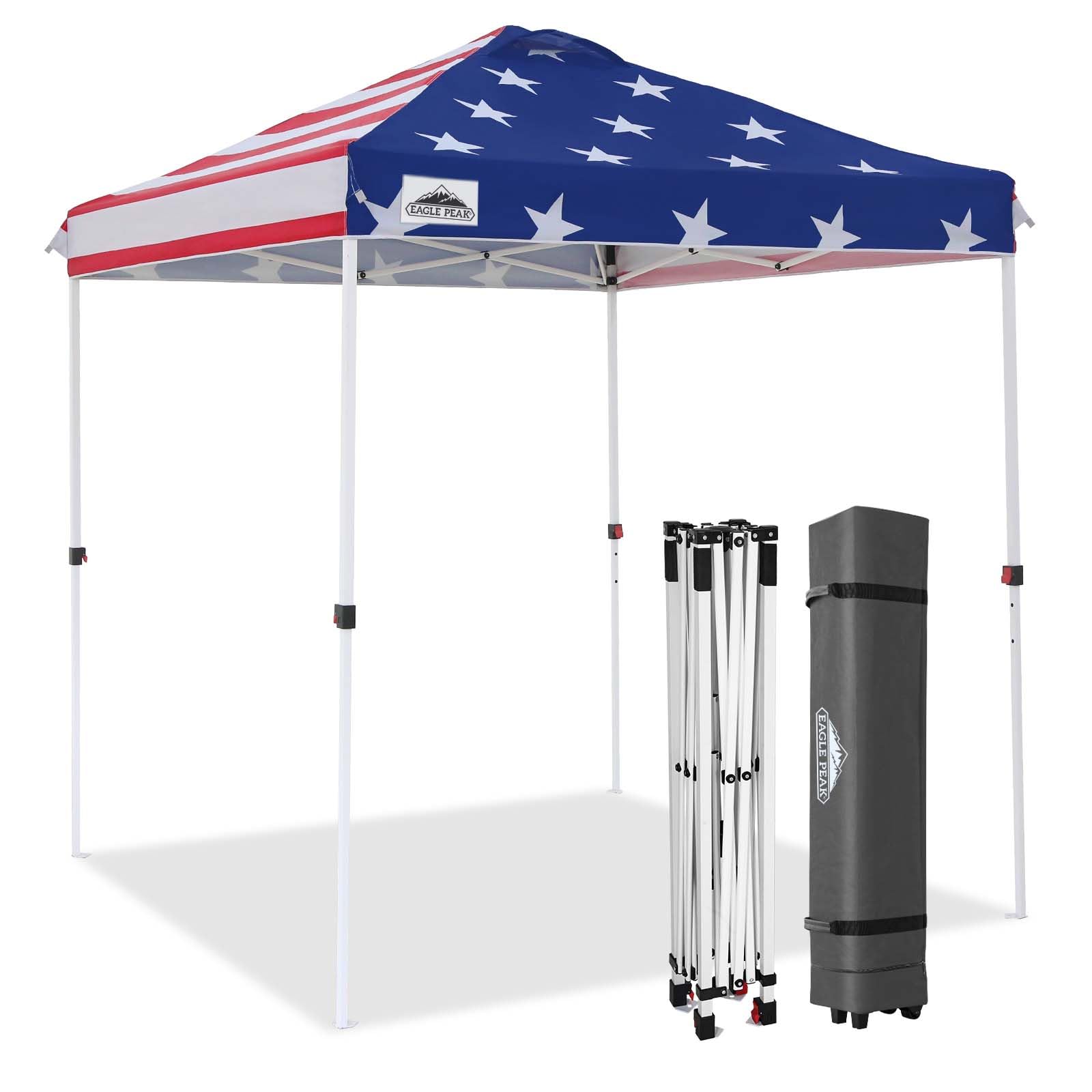 EAGLE PEAK Pop Up Canopy Tent with Wheeled Carry Bag, 8 Stakes, 4 Ropes, 4 Weight Bags, Easy Set Up Tent Canopy, 10x10 ft, 100sqft of Shade, Blue