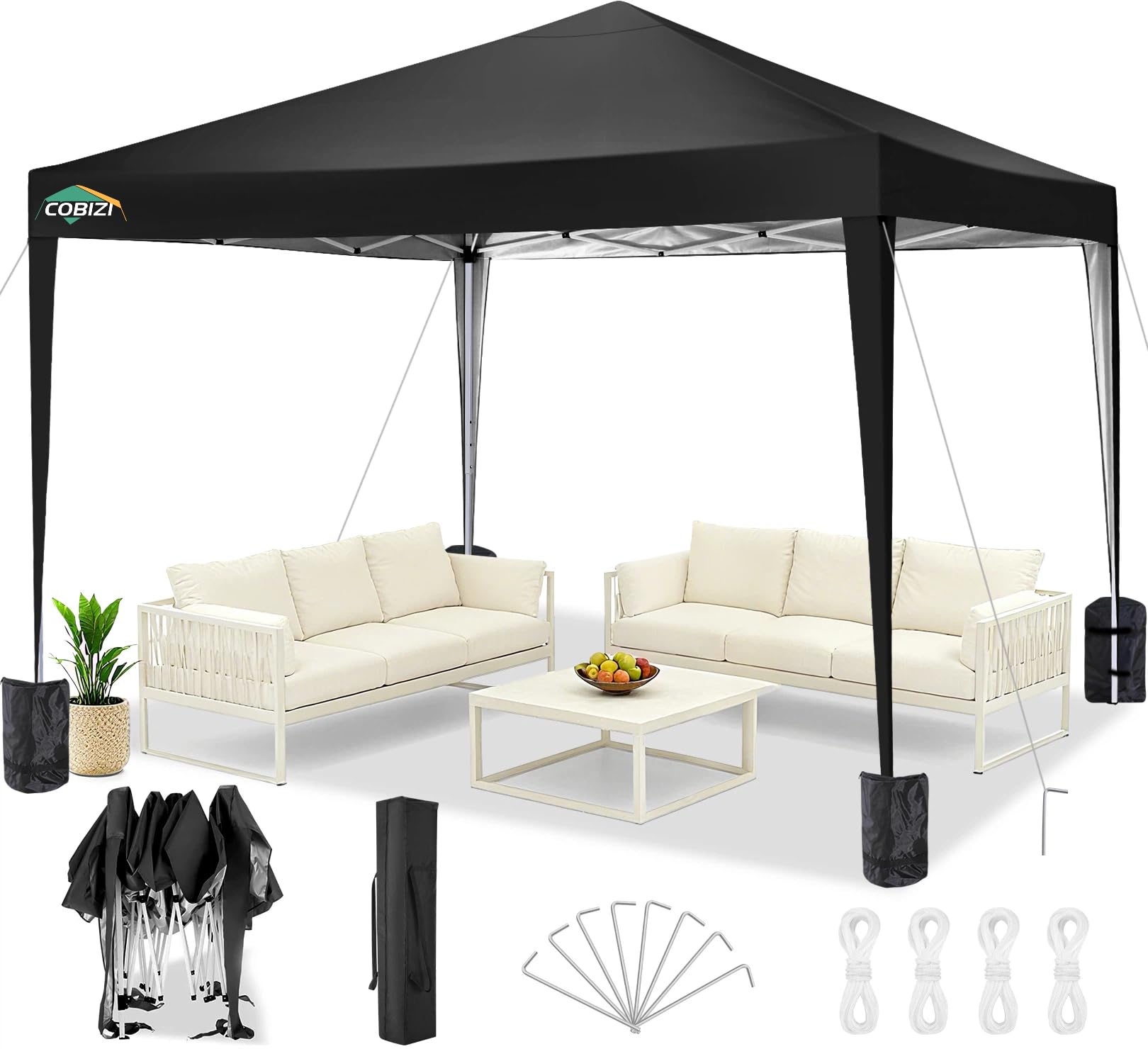 COBIZI 10x20 FT Pop up Canopy Tent with Sidewalls, Party Tents for Parties, Carpas para Fiestas, Easy Set Large Outdoor Popup Patio Gazebo for Backyard,Weddings,Vendor,Commercial Event,White (Upgrade)