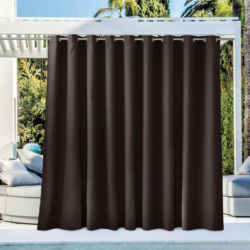 NICETOWN Outdoor Curtains for Patio Waterproof 95" L, Blackout Gazebo Curtain for Pergola/Porch Weatherproof, UV & Privacy Protection Outside Drape, 52" Wide, 1 Panel, Biscotti Beige