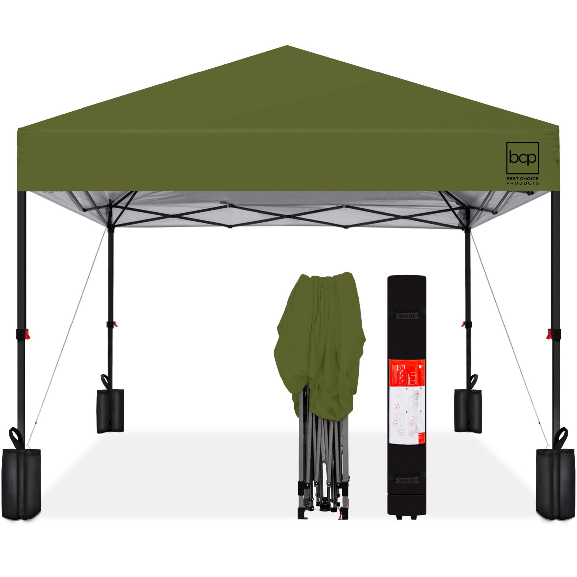 Best Choice Products 10x10ft Pop Up Canopy Tent, Outdoor Shade, 1 Person 1 Minute Set Up, Carry Case, 4 Weight Bags - White