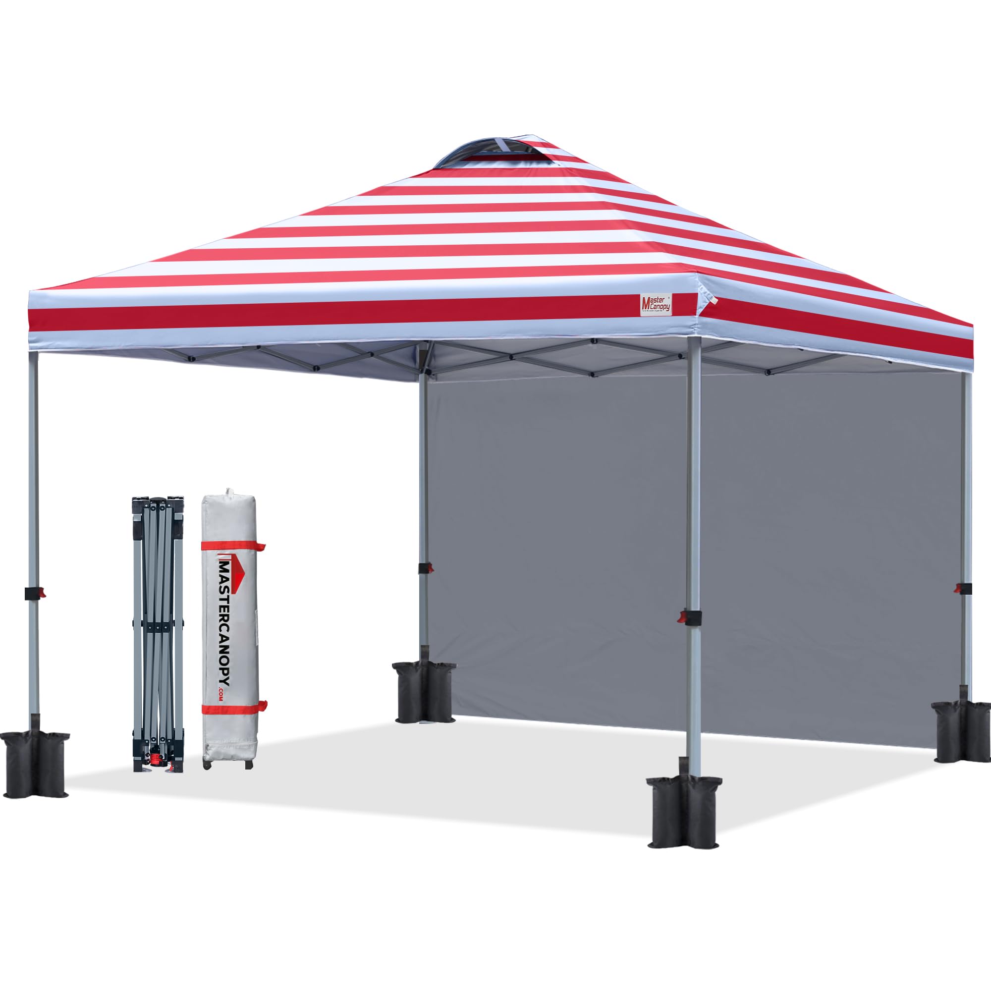 MASTERCANOPY Durable Pop-up Canopy Tent with 1 Sidewall (8'x8',Dark Grey)