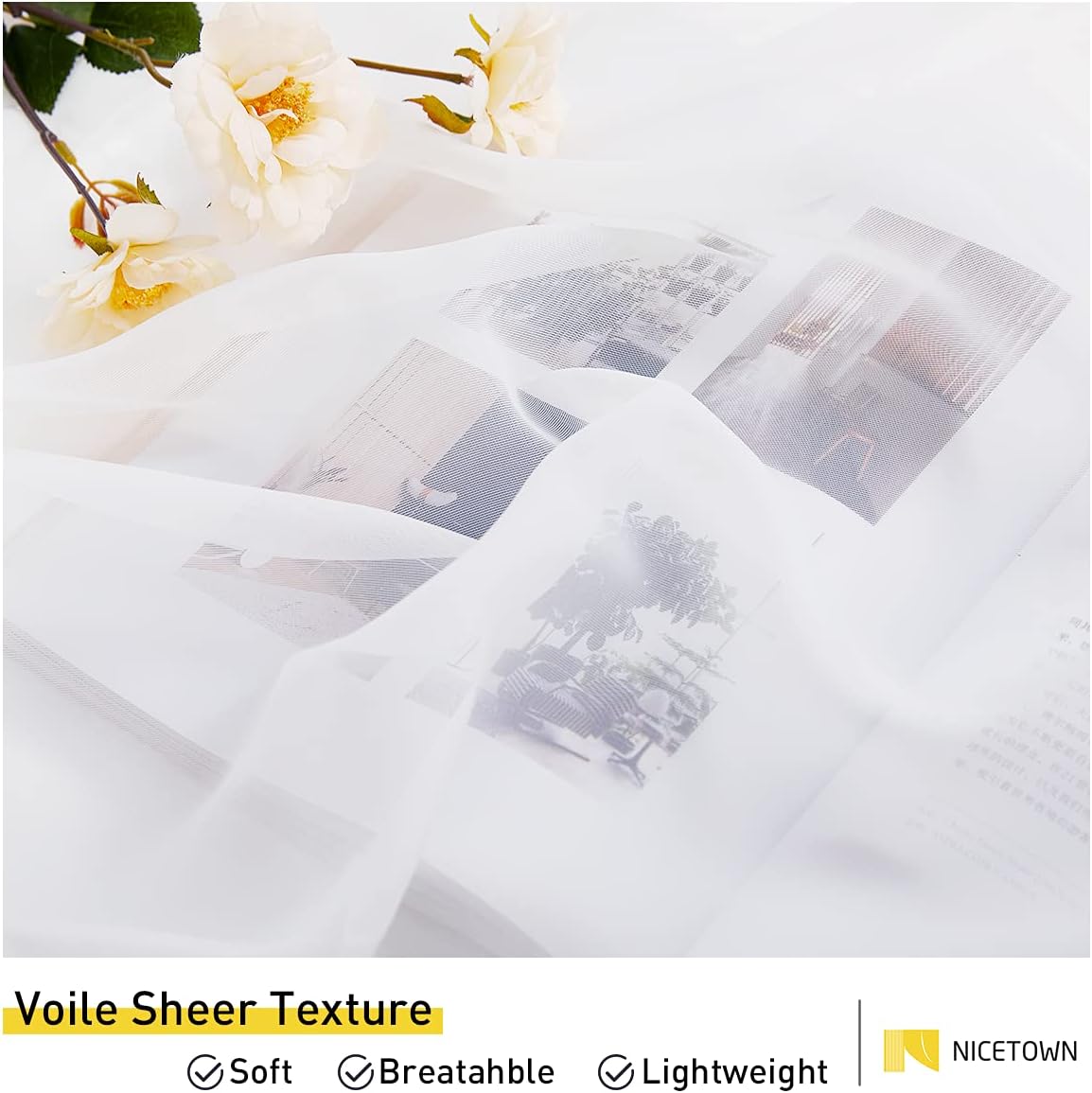 NICETOWN 2 Panels Voile Sheer Patio Outdoor Curtains 108" L Waterproof, Rustproof Grommet Light Filtering Indoor Outdoor Sheer Curtain Drapes for Cabana/Arbor, Ivory, W54 x L108