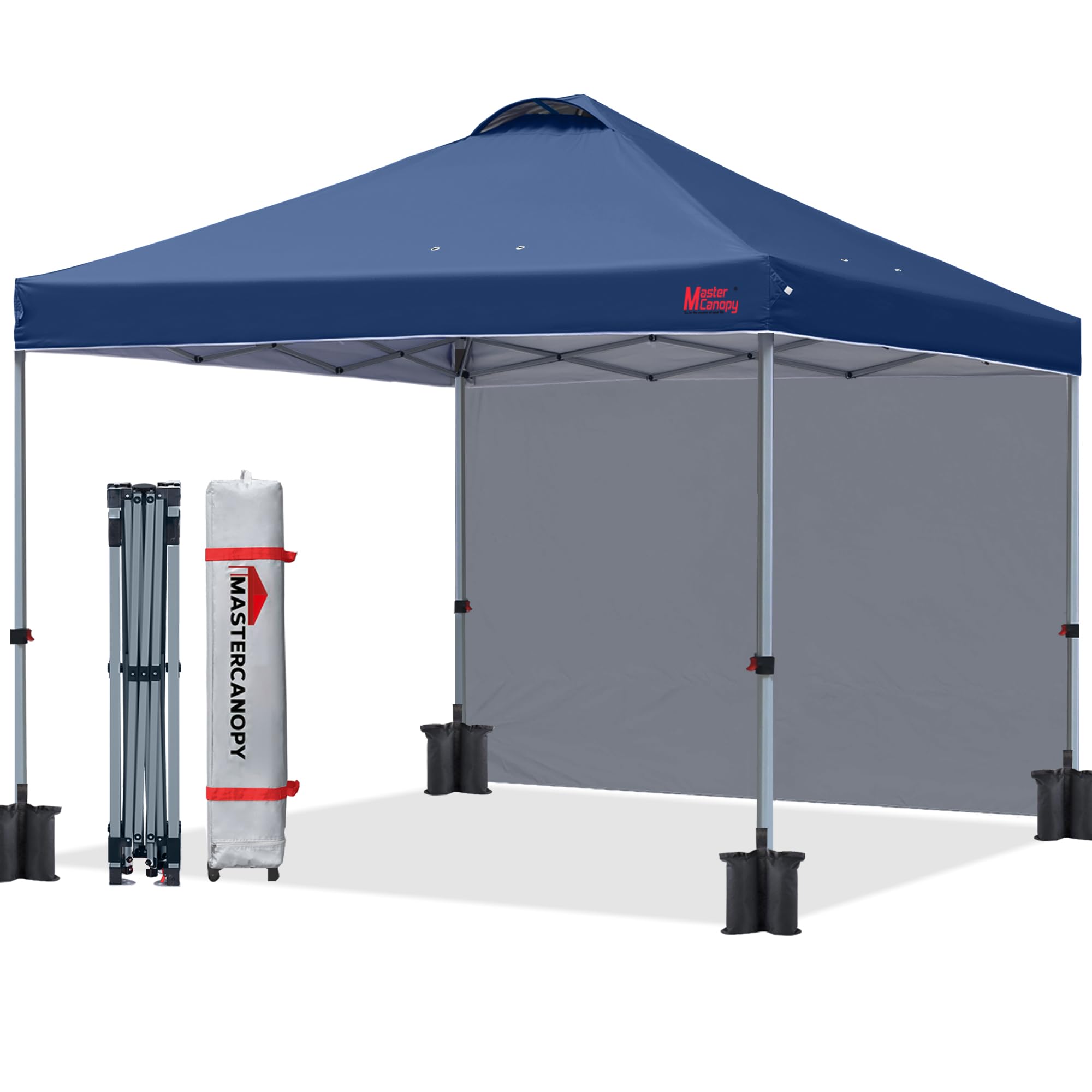 MASTERCANOPY Durable Pop-up Canopy Tent with 1 Sidewall (8'x8',Dark Grey)