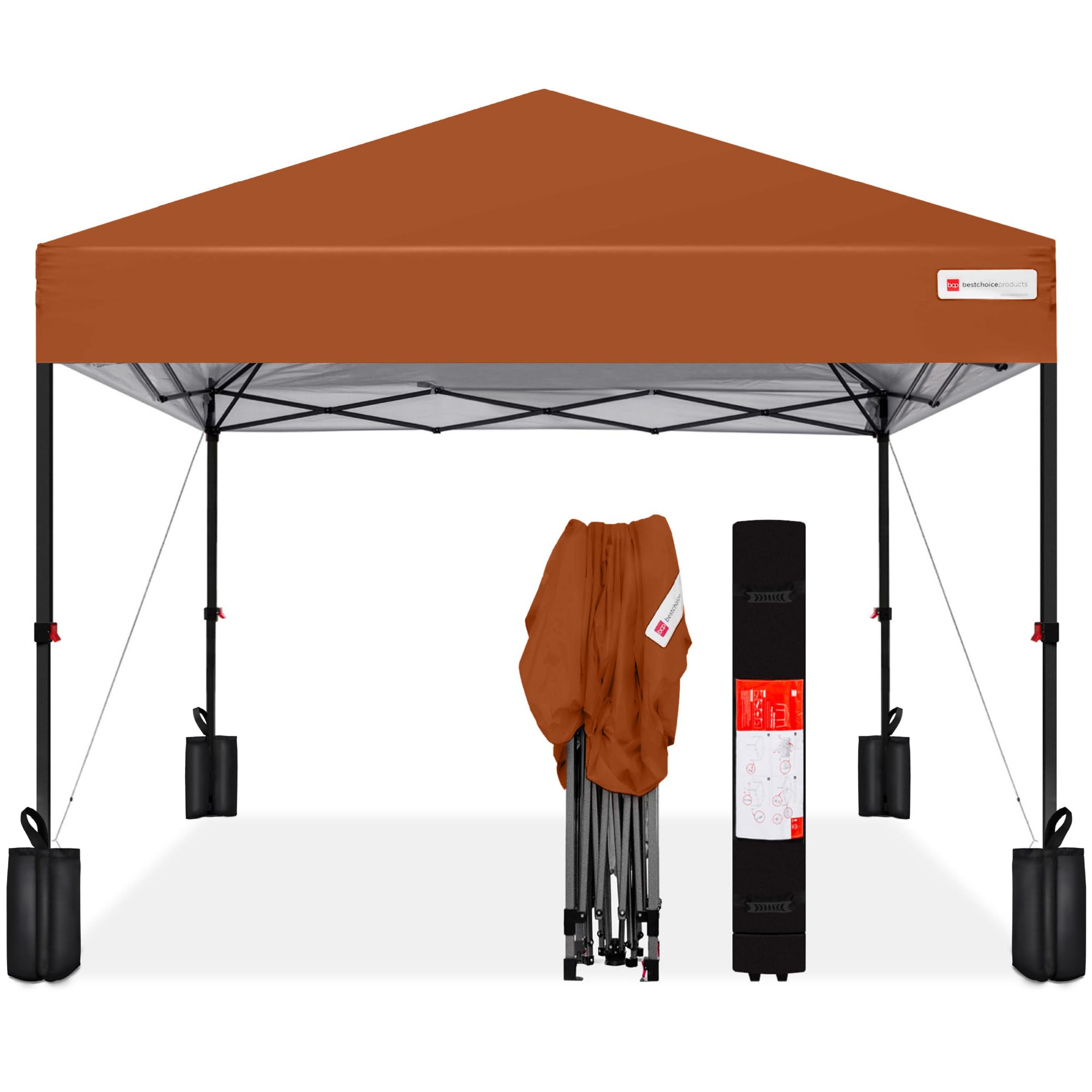 Best Choice Products 10x10ft Pop Up Canopy Tent, Outdoor Shade, 1 Person 1 Minute Set Up, Carry Case, 4 Weight Bags - White