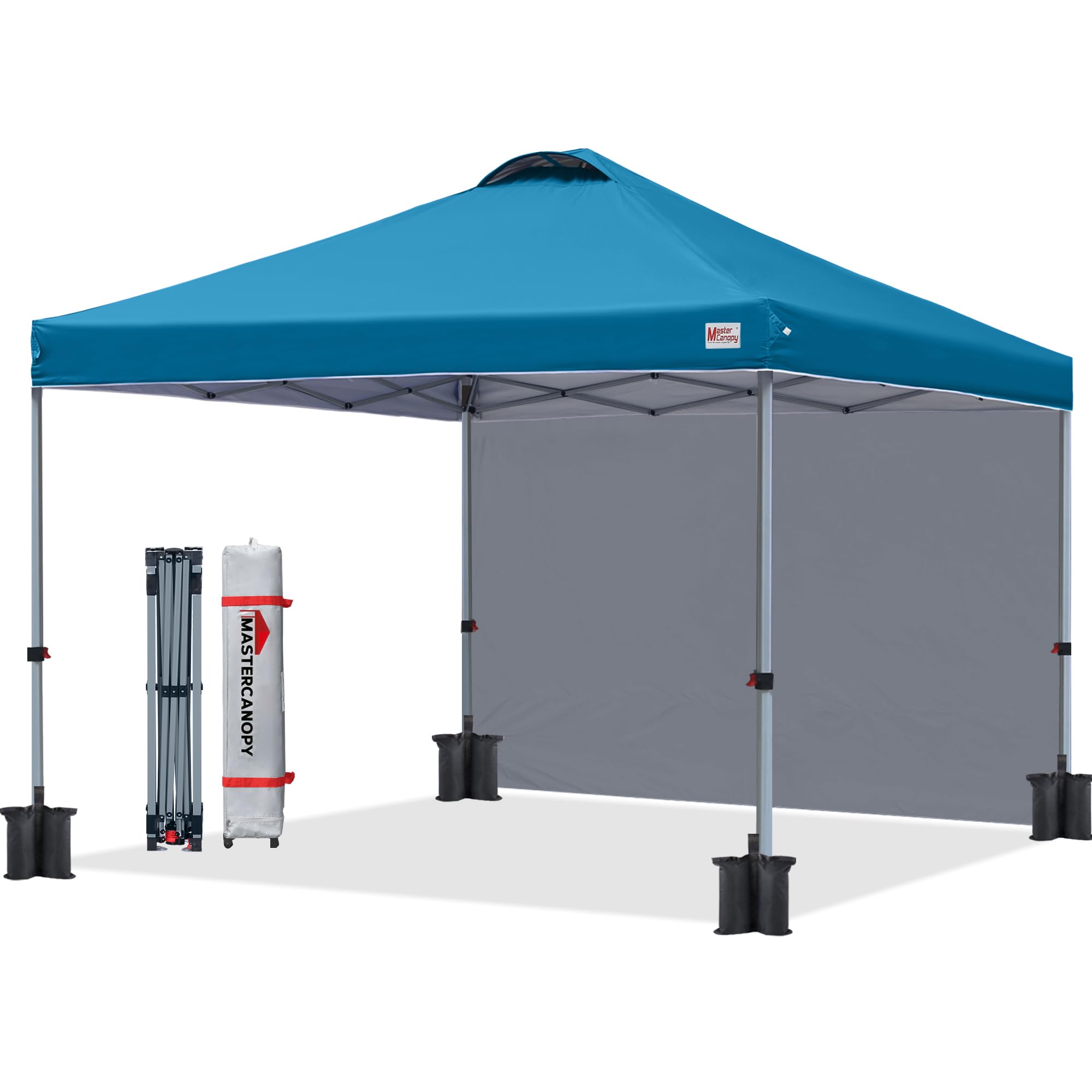 MASTERCANOPY Durable Pop-up Canopy Tent with 1 Sidewall (8'x8',Dark Grey)