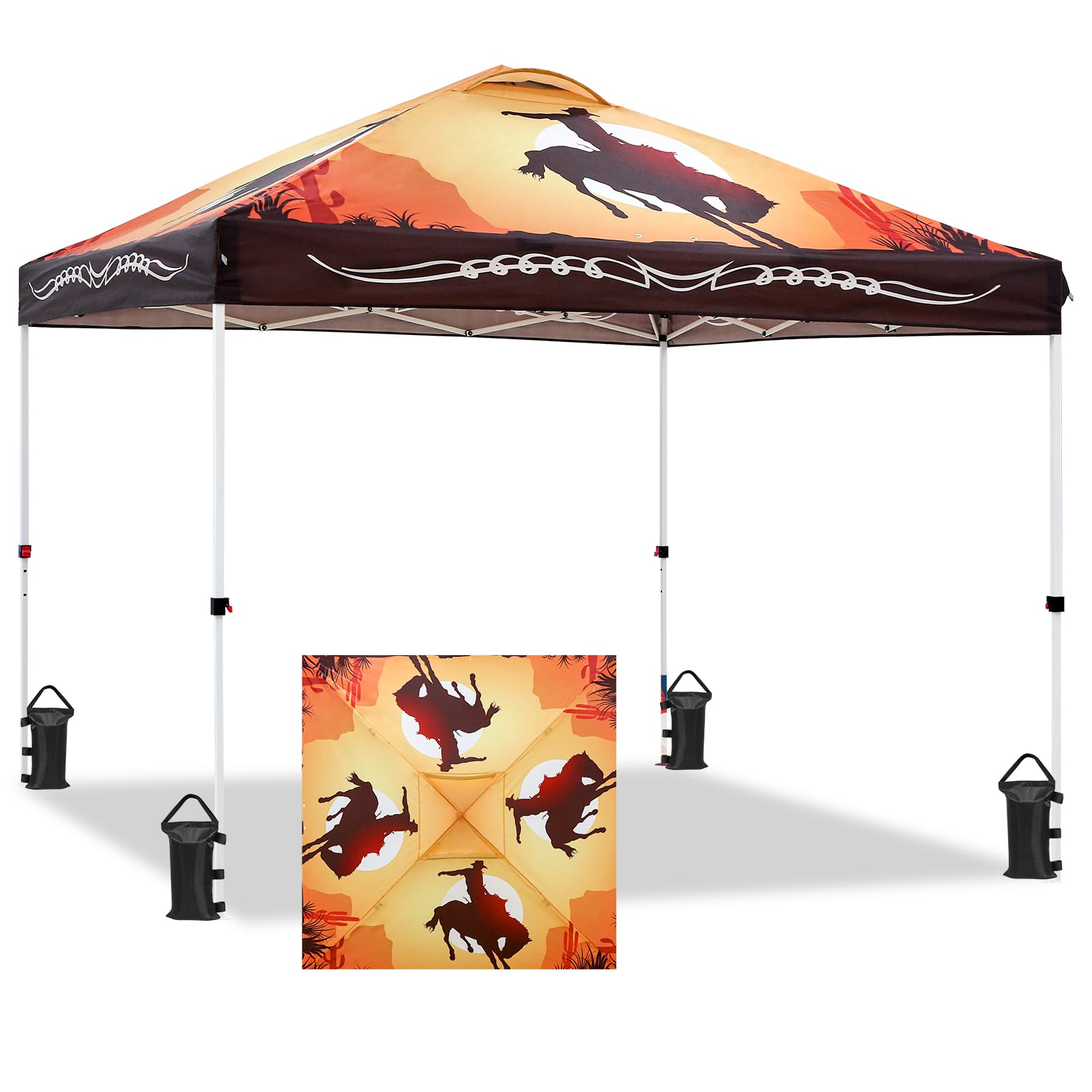 EAGLE PEAK Pop Up Canopy Tent with Wheeled Carry Bag, 8 Stakes, 4 Ropes, 4 Weight Bags, Easy Set Up Tent Canopy, 10x10 ft, 100sqft of Shade, Blue