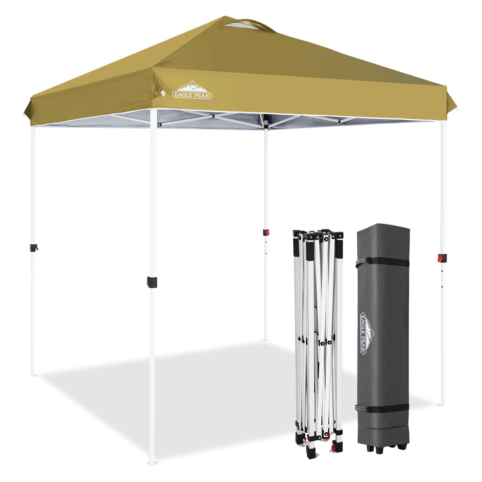 EAGLE PEAK Pop Up Canopy Tent with Wheeled Carry Bag, 8 Stakes, 4 Ropes, 4 Weight Bags, Easy Set Up Tent Canopy, 10x10 ft, 100sqft of Shade, Blue