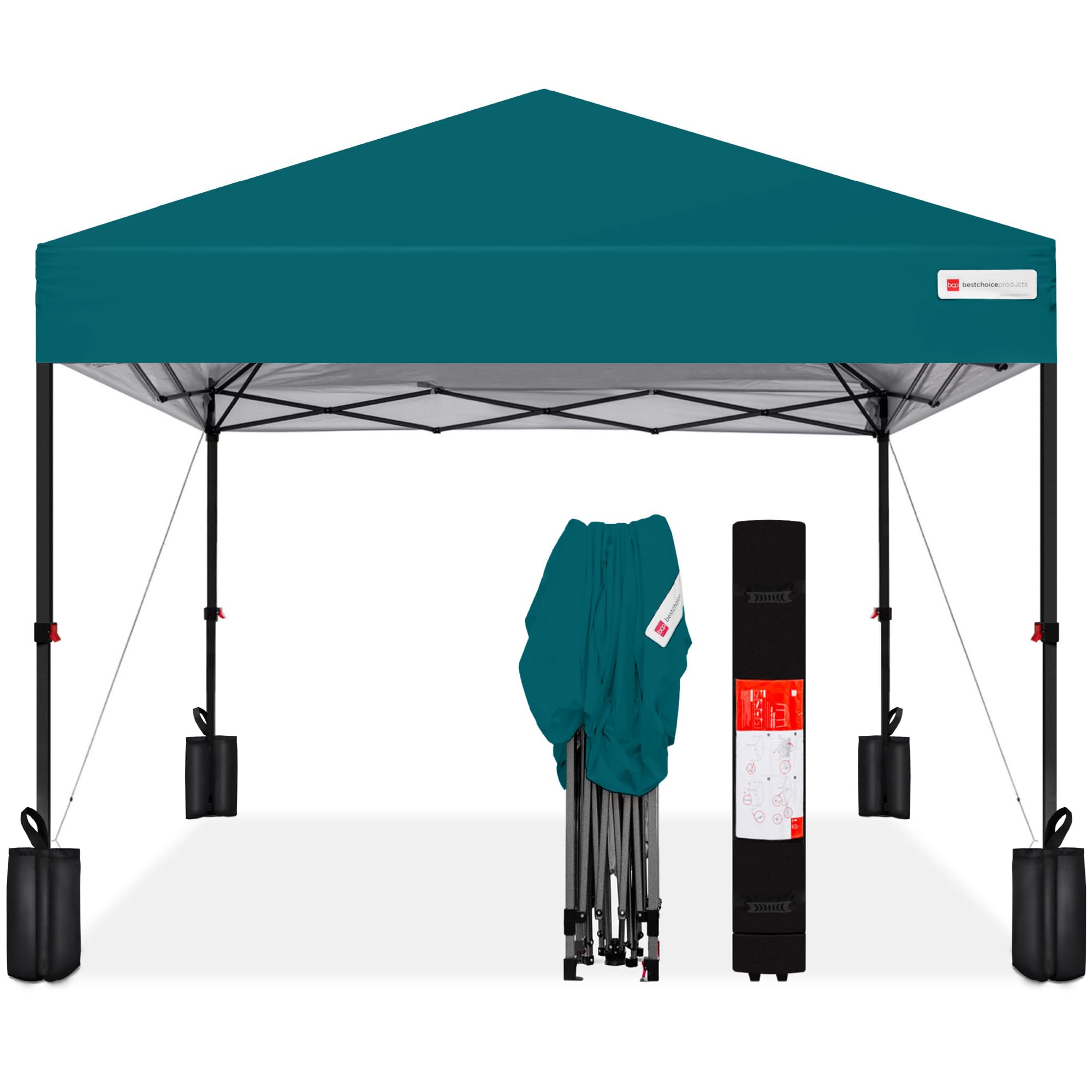 Best Choice Products 10x10ft Pop Up Canopy Tent, Outdoor Shade, 1 Person 1 Minute Set Up, Carry Case, 4 Weight Bags - White