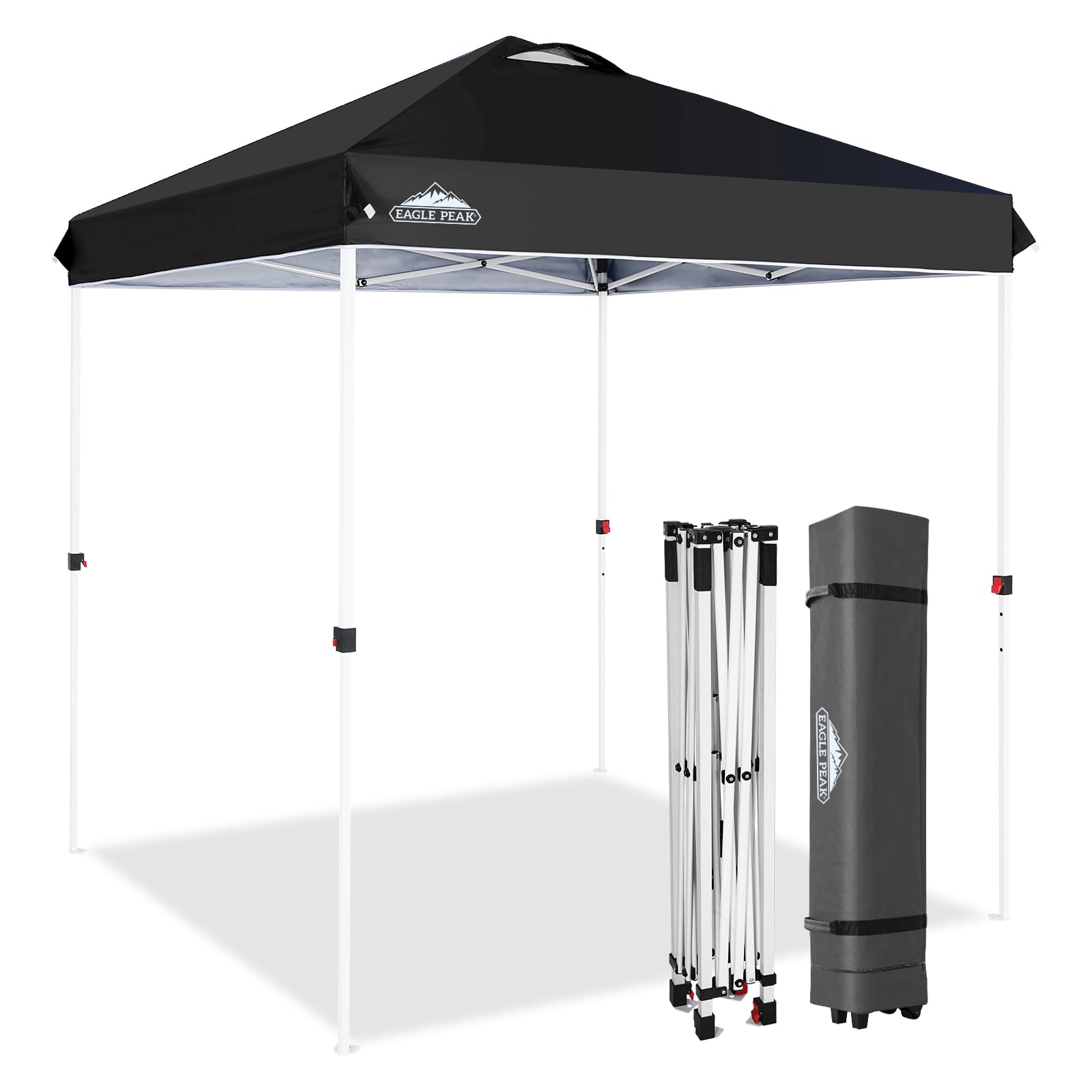 EAGLE PEAK Pop Up Canopy Tent with Wheeled Carry Bag, 8 Stakes, 4 Ropes, 4 Weight Bags, Easy Set Up Tent Canopy, 10x10 ft, 100sqft of Shade, Blue