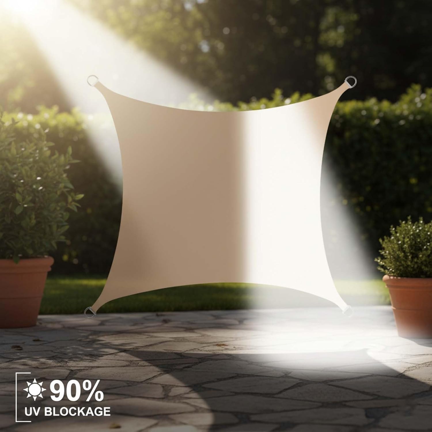 Rectangular Sun Shade Sail, HDPE Waterproof Patio Canopy, Outdoor Awning Cover, 90% UV Protection, Garden, Deck, Balcony, Pergola, Pool, Backyard, Breathable Fabric, Easy Installation
