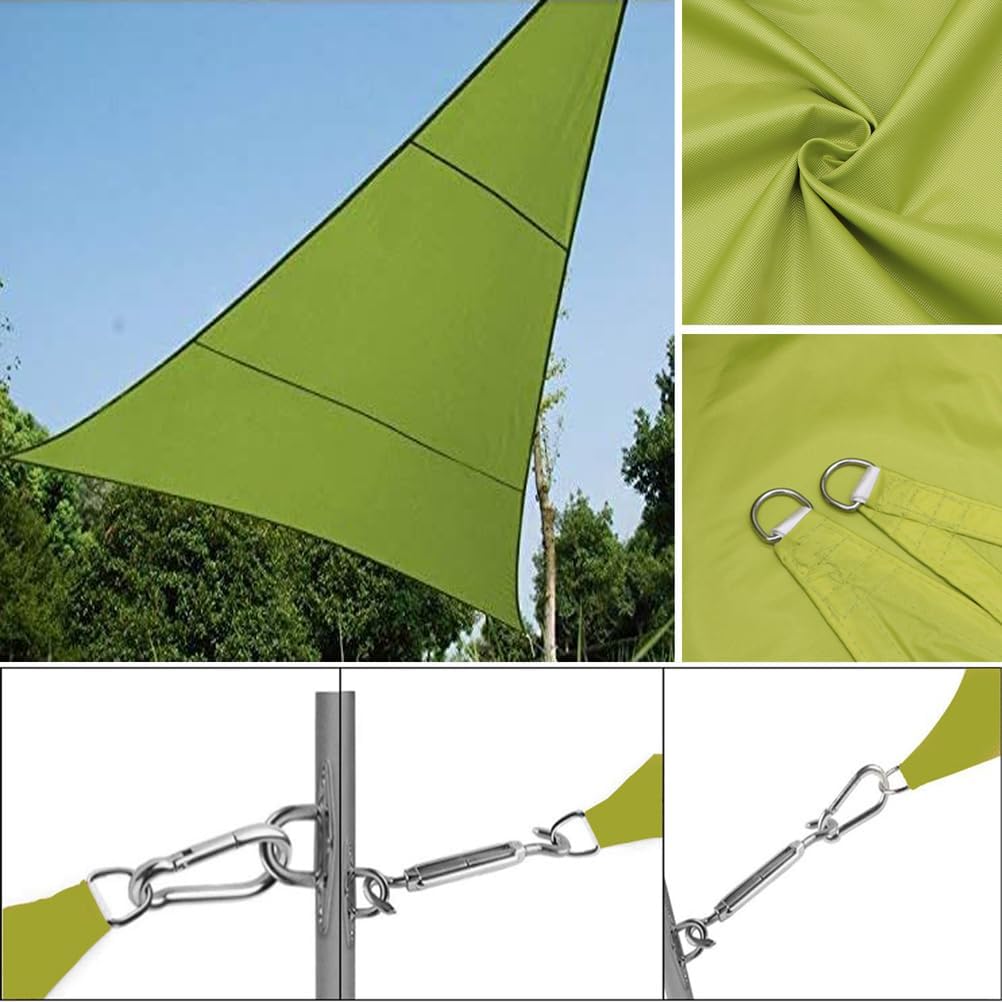 Outdoor Shade Sails Triangle with Hardware Kit, Patio Waterproof Sun Shade Canopy, Durable Garden Shade Sail, 95% UV Block Sun Shade Sail for Backyard, Balcony, Porch,Green 2,15'x15'x15'