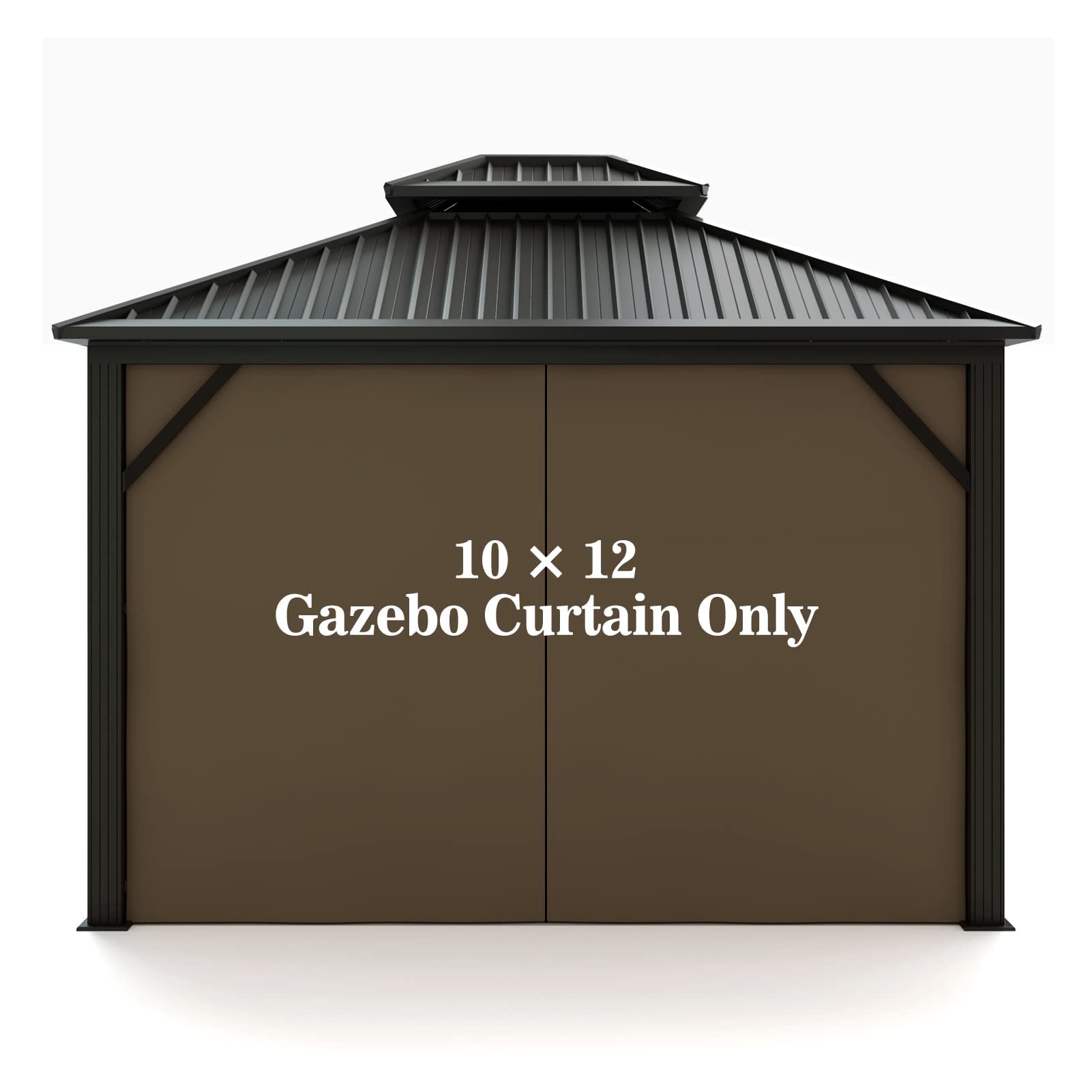 Gazebo Universal Replacement Privacy Curtain – Hugline 10' x 12' Gazebo Side Wall Outdoor Privacy Panel with Zipper (Khaki)