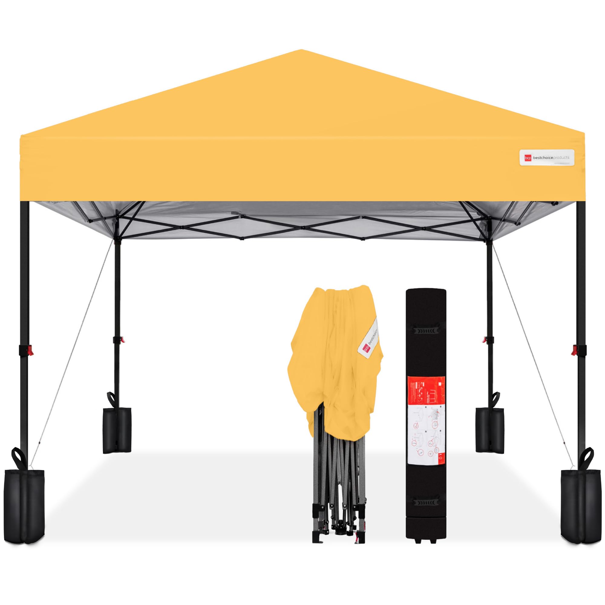 Best Choice Products 10x10ft Pop Up Canopy Tent, Outdoor Shade, 1 Person 1 Minute Set Up, Carry Case, 4 Weight Bags - White
