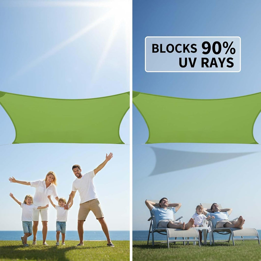 HDPE Sun Shade Sail, Rectangular Waterproof Canopy, 90% Sun Blocking, Lightweight and Tear-Resistant Fabric, Ideal for Poolside, Garden, Patio, Balcony, Pergola, Playground