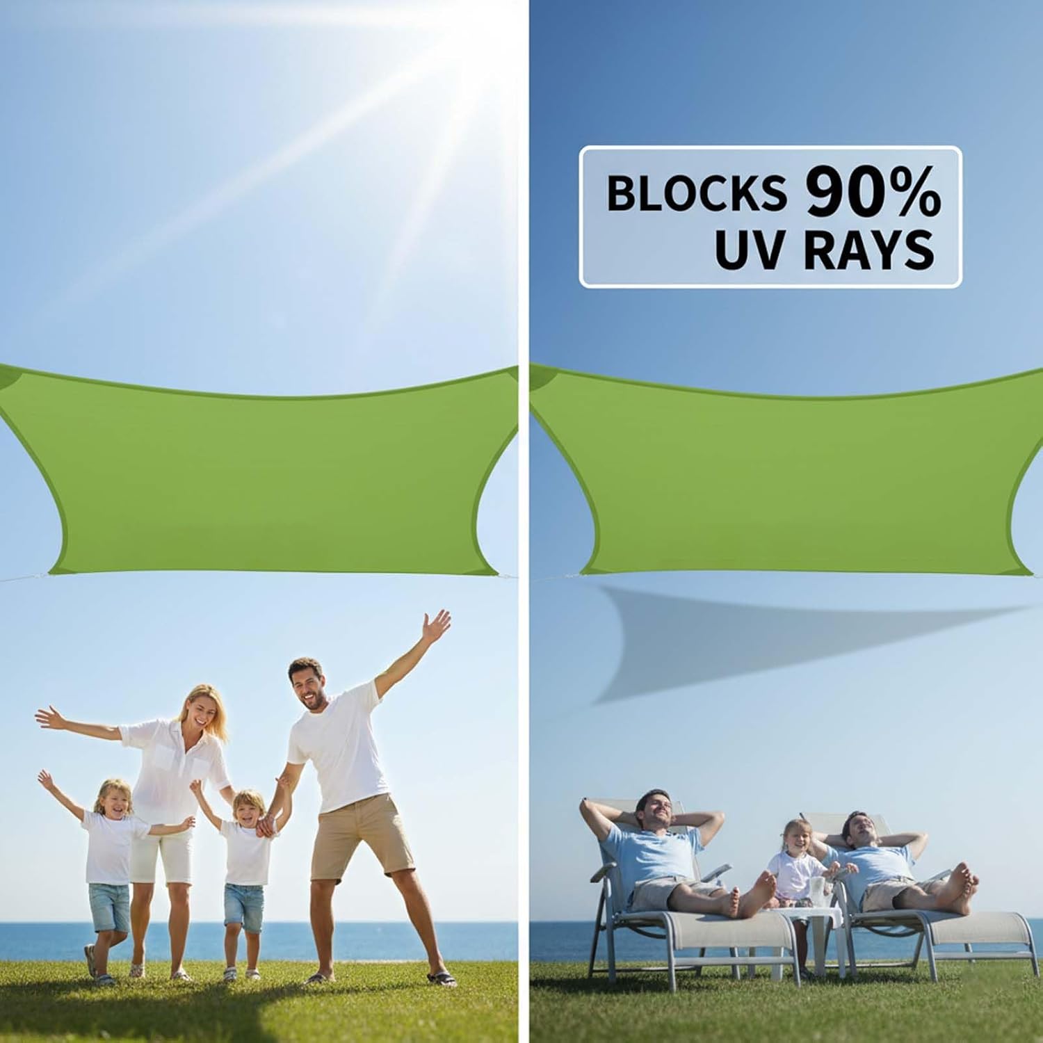 HDPE Sun Shade Sail, Rectangular Waterproof Canopy, 90% Sun Blocking, Lightweight and Tear-Resistant Fabric, Ideal for Poolside, Garden, Patio, Balcony, Pergola, Playground