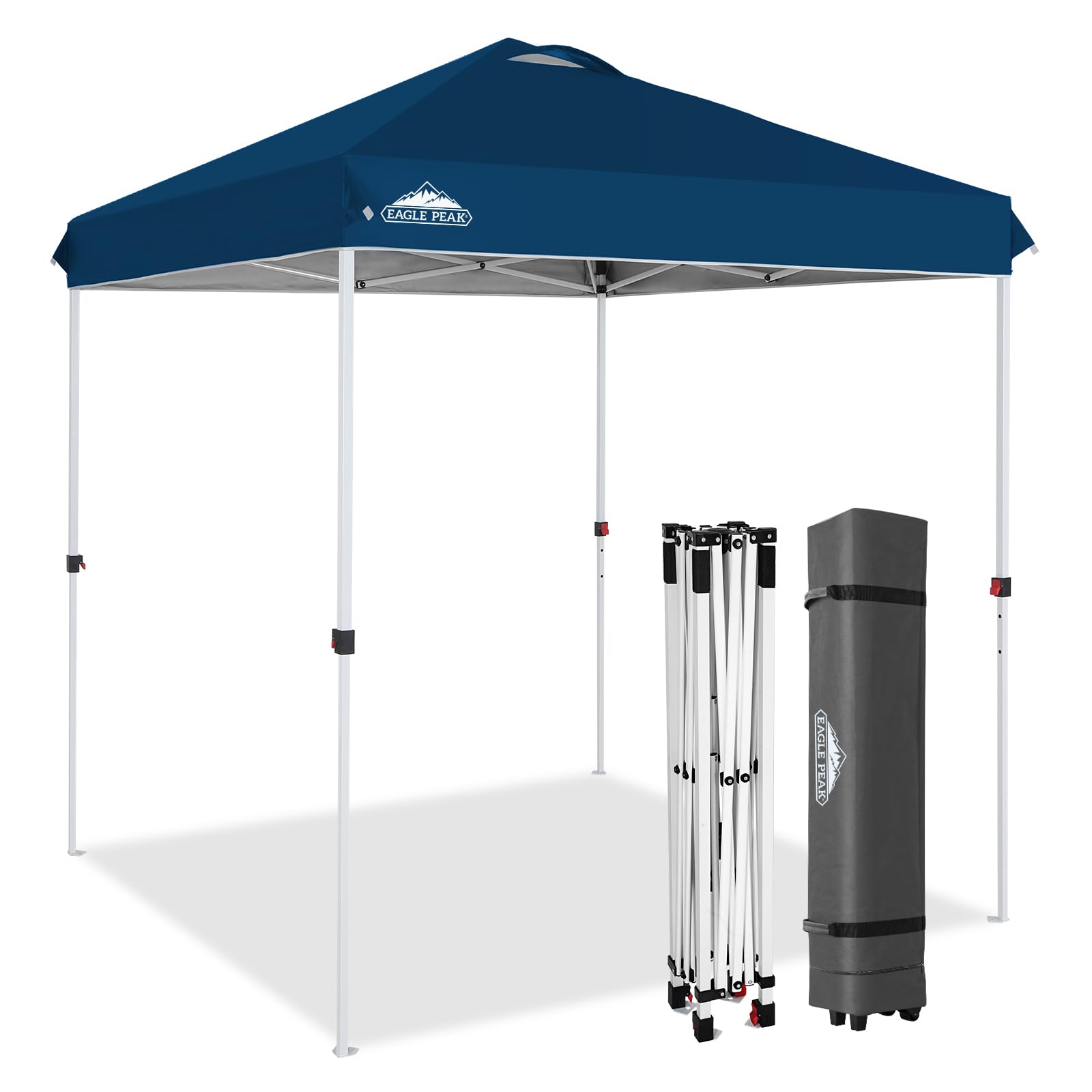 EAGLE PEAK Pop Up Canopy Tent with Wheeled Carry Bag, 8 Stakes, 4 Ropes, 4 Weight Bags, Easy Set Up Tent Canopy, 10x10 ft, 100sqft of Shade, Blue