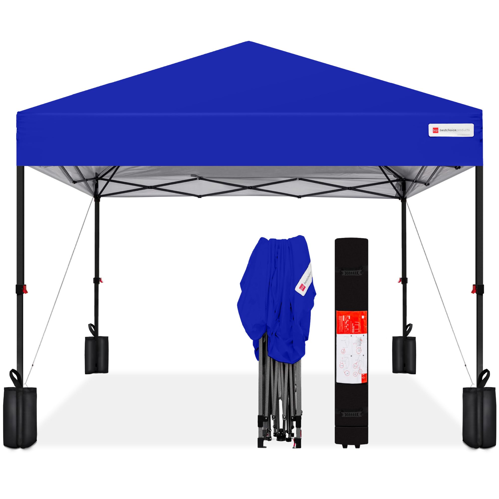 Best Choice Products 10x10ft Pop Up Canopy Tent, Outdoor Shade, 1 Person 1 Minute Set Up, Carry Case, 4 Weight Bags - White