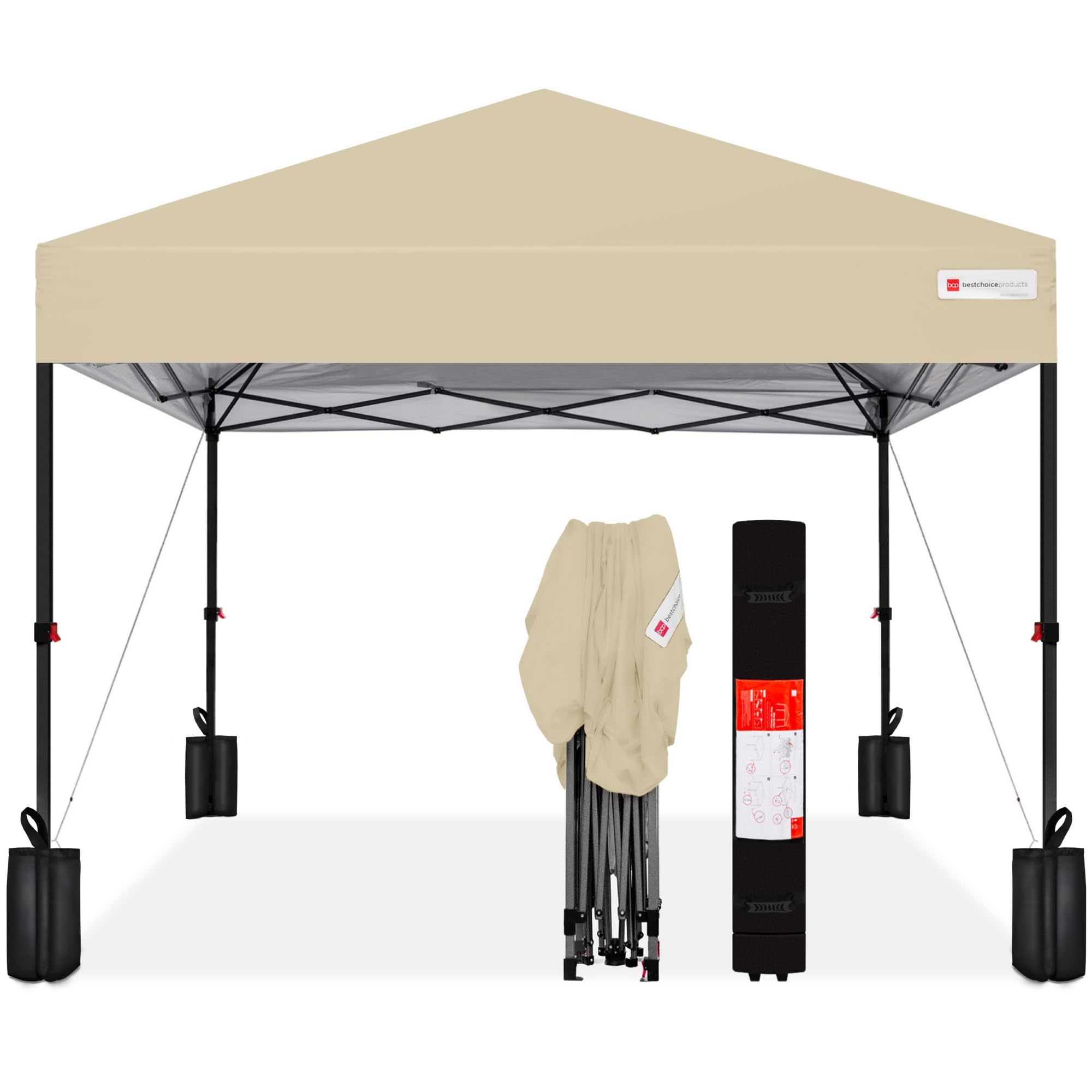 Best Choice Products 10x10ft Pop Up Canopy Tent, Outdoor Shade, 1 Person 1 Minute Set Up, Carry Case, 4 Weight Bags - White