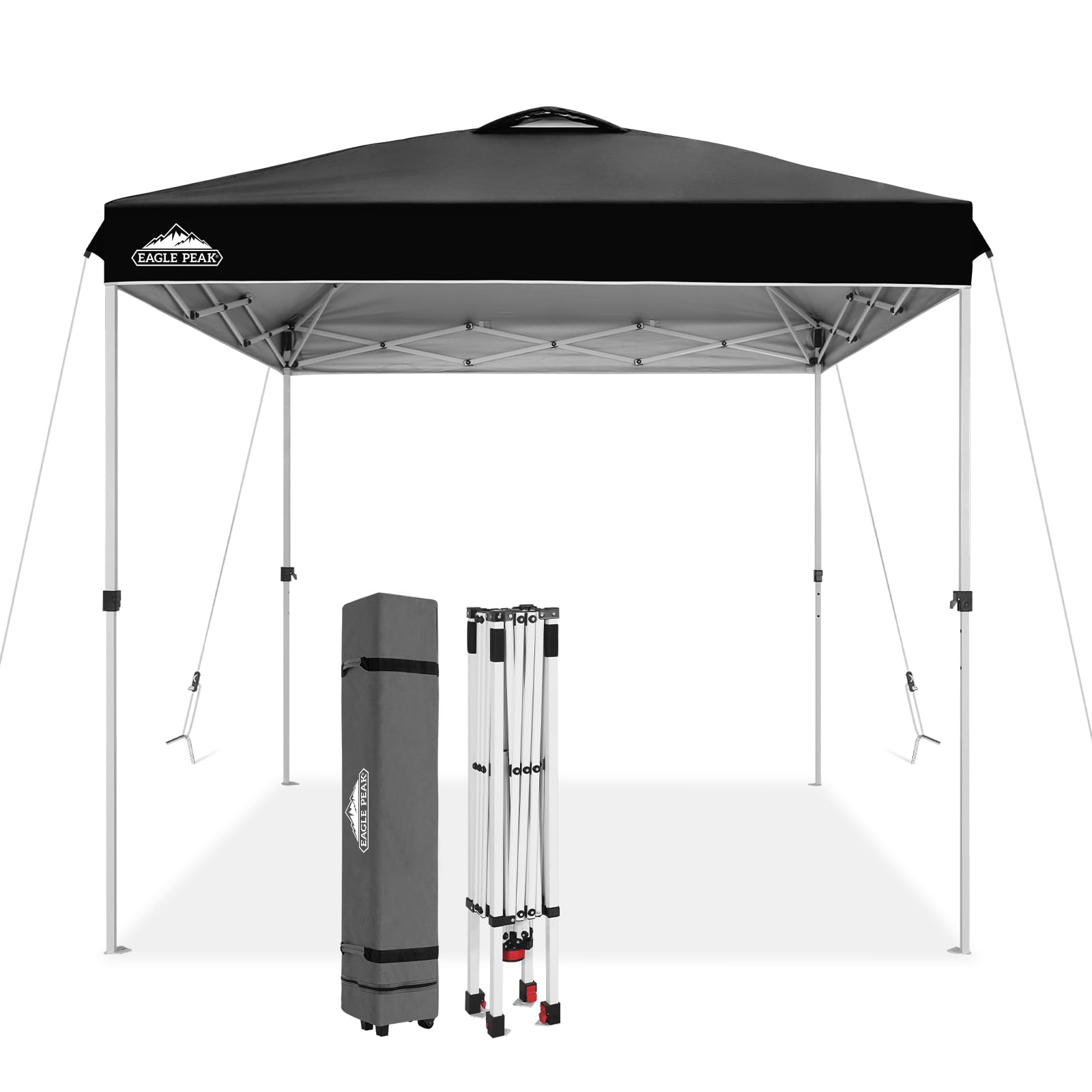 EAGLE PEAK Pop Up Canopy Tent with Wheeled Carry Bag, 8 Stakes, 4 Ropes, 4 Weight Bags, Easy Set Up Tent Canopy, 10x10 ft, 100sqft of Shade, Blue