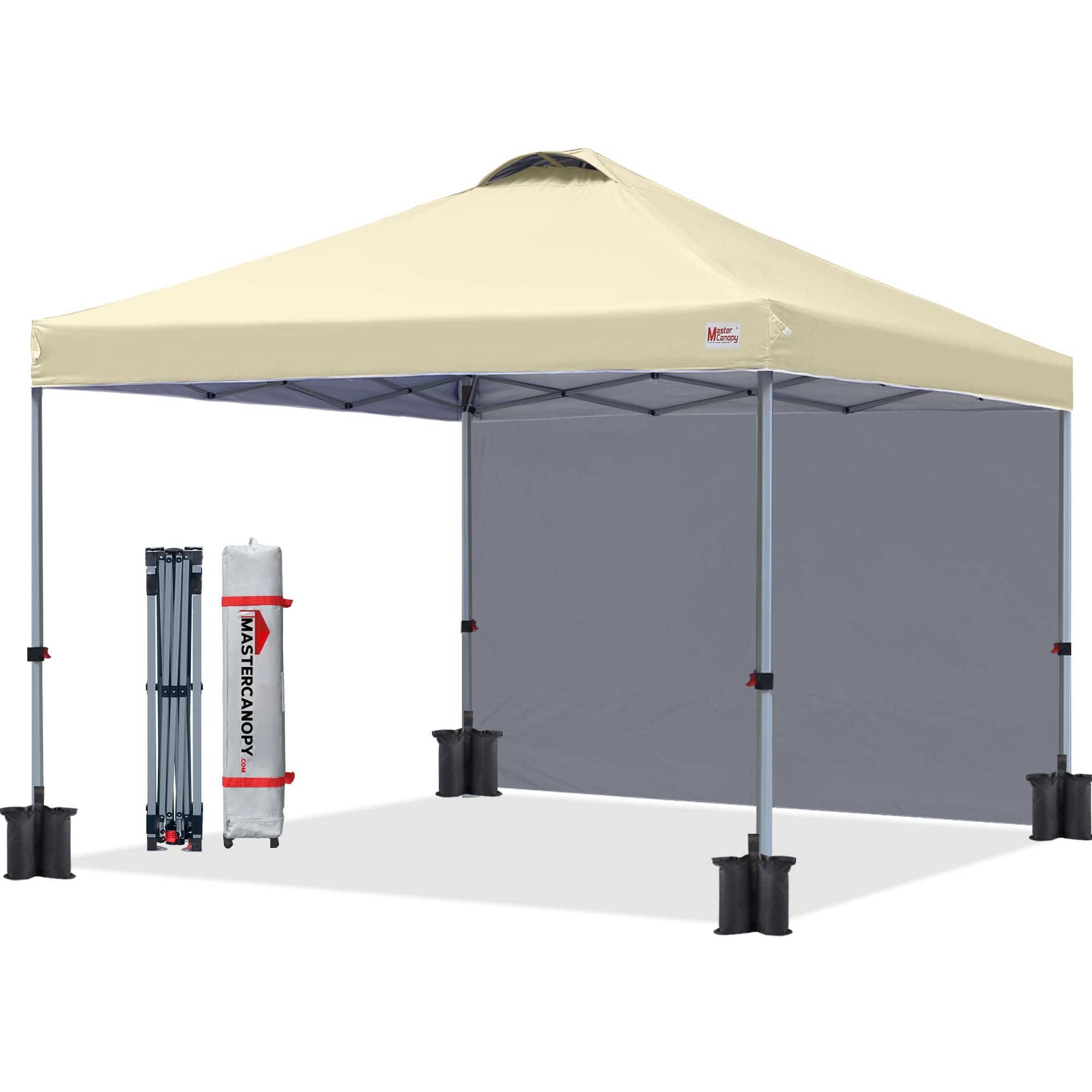 MASTERCANOPY Durable Pop-up Canopy Tent with 1 Sidewall (8'x8',Dark Grey)