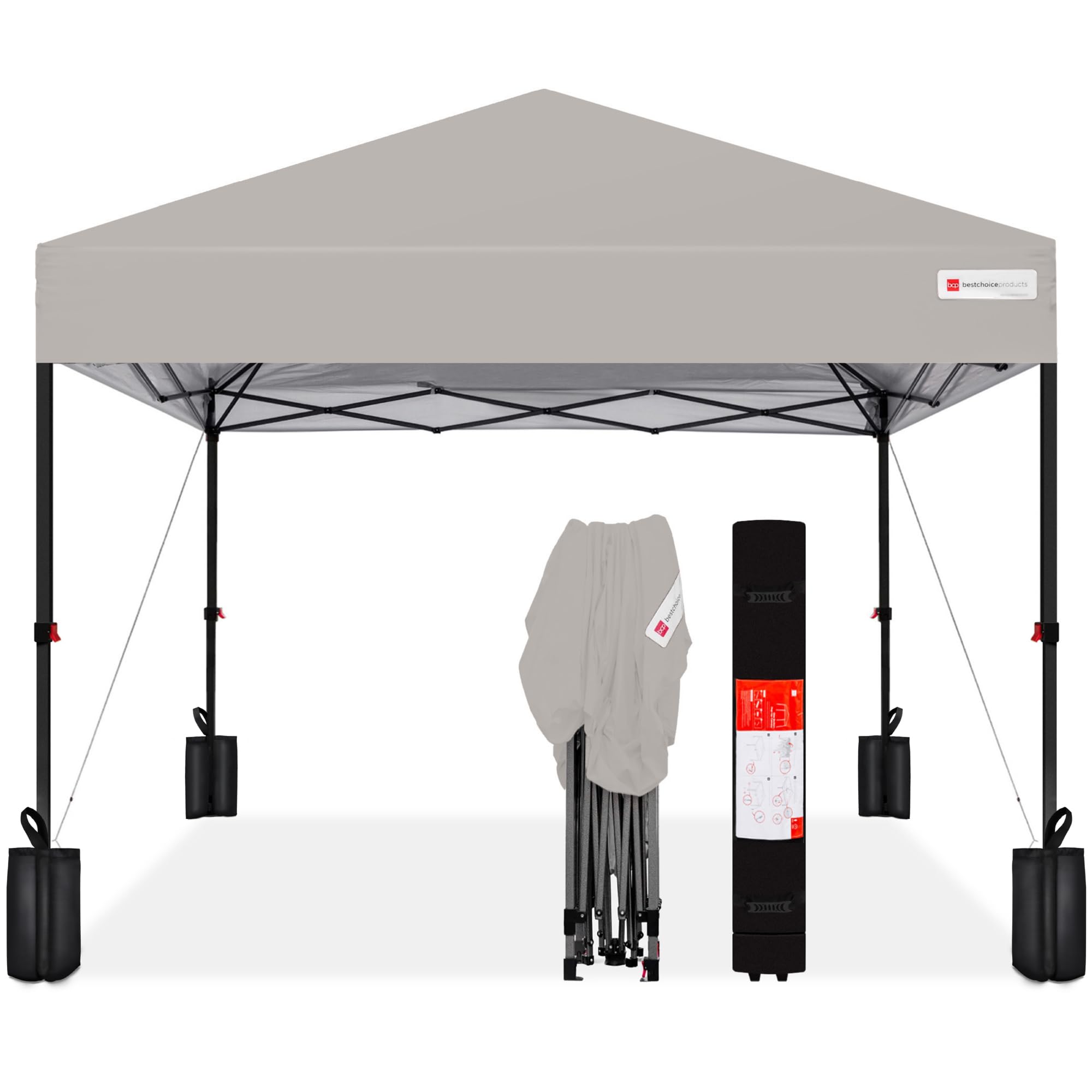 Best Choice Products 10x10ft Pop Up Canopy Tent, Outdoor Shade, 1 Person 1 Minute Set Up, Carry Case, 4 Weight Bags - White
