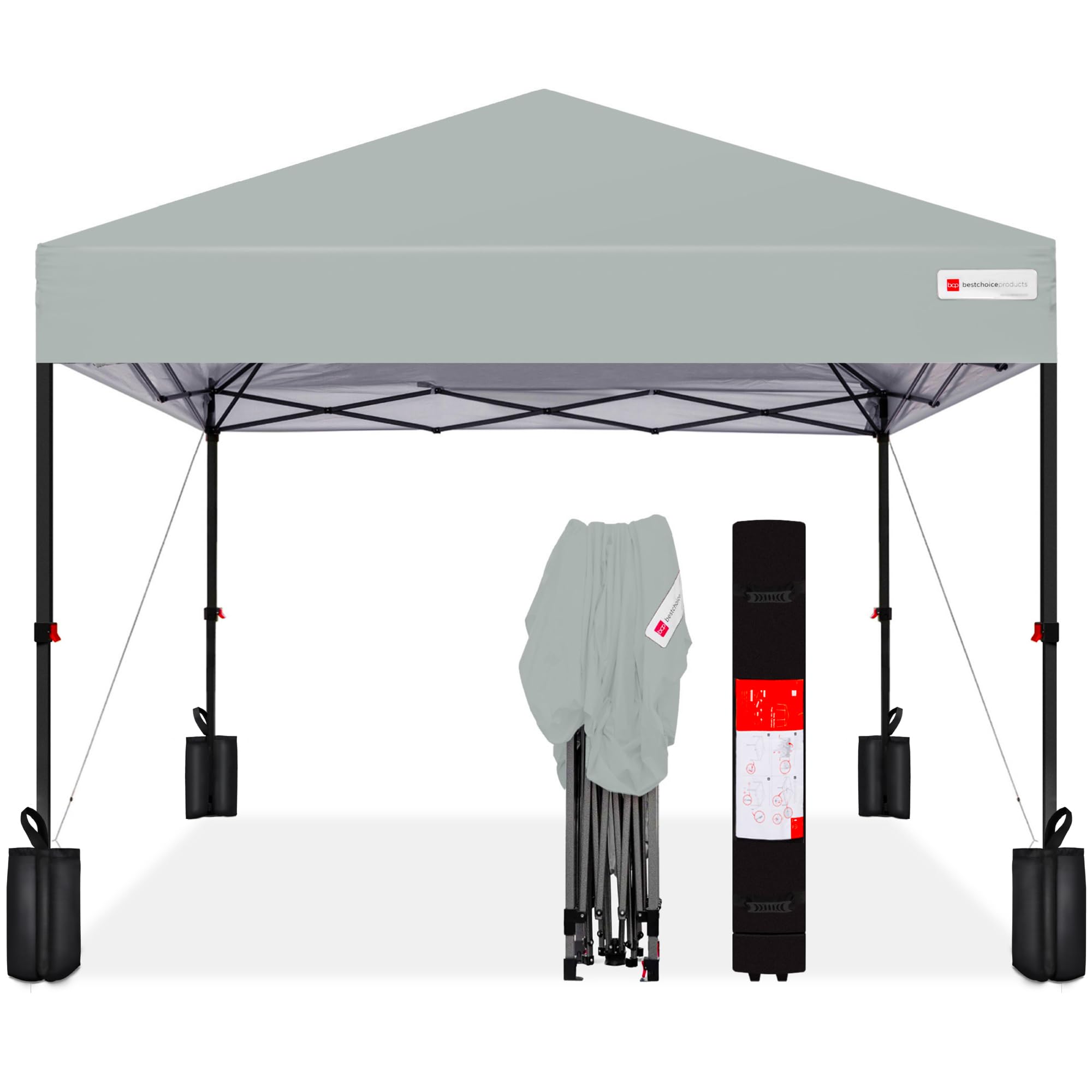 Best Choice Products 10x10ft Pop Up Canopy Tent, Outdoor Shade, 1 Person 1 Minute Set Up, Carry Case, 4 Weight Bags - White