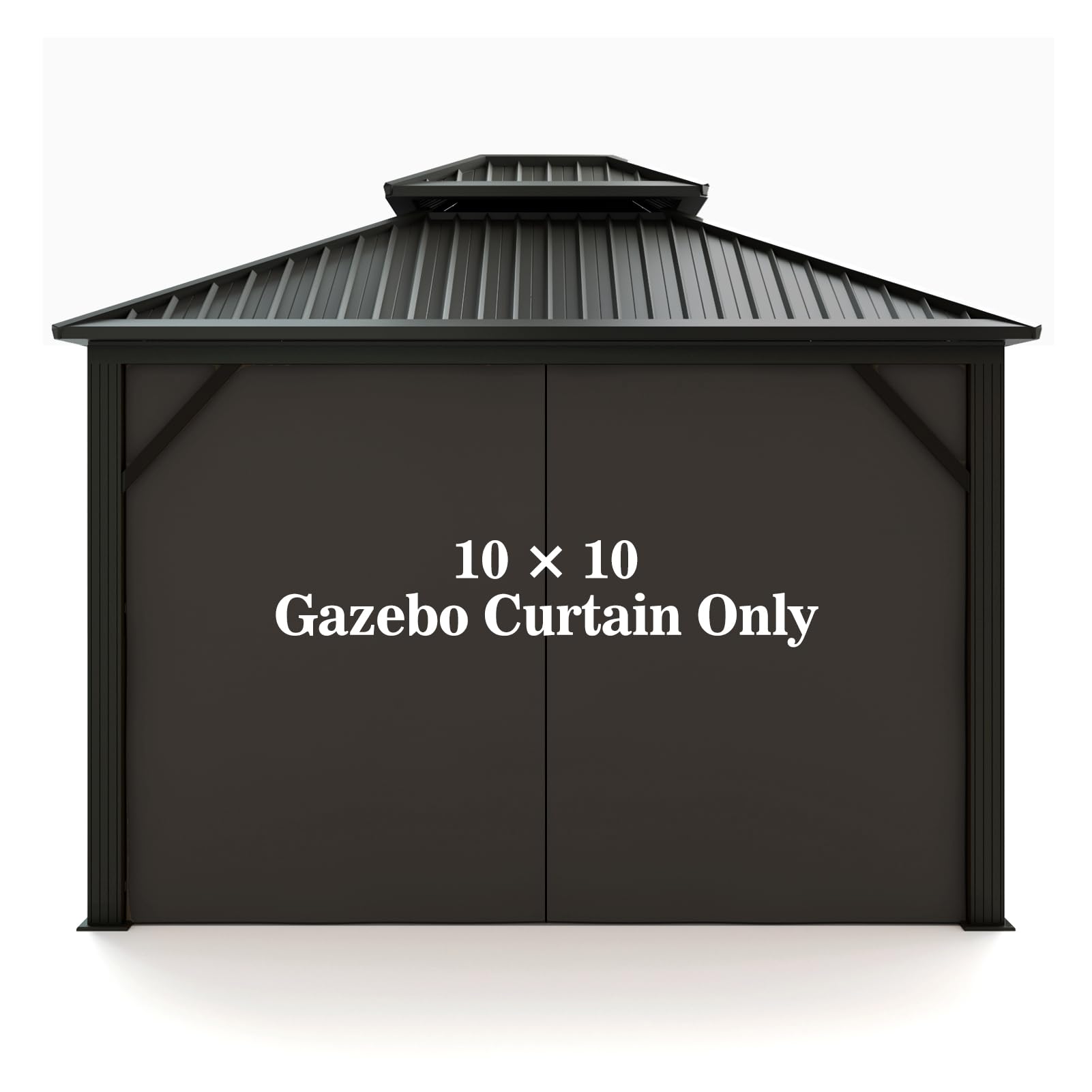 Gazebo Universal Replacement Privacy Curtain – Hugline 10' x 12' Gazebo Side Wall Outdoor Privacy Panel with Zipper (Khaki)