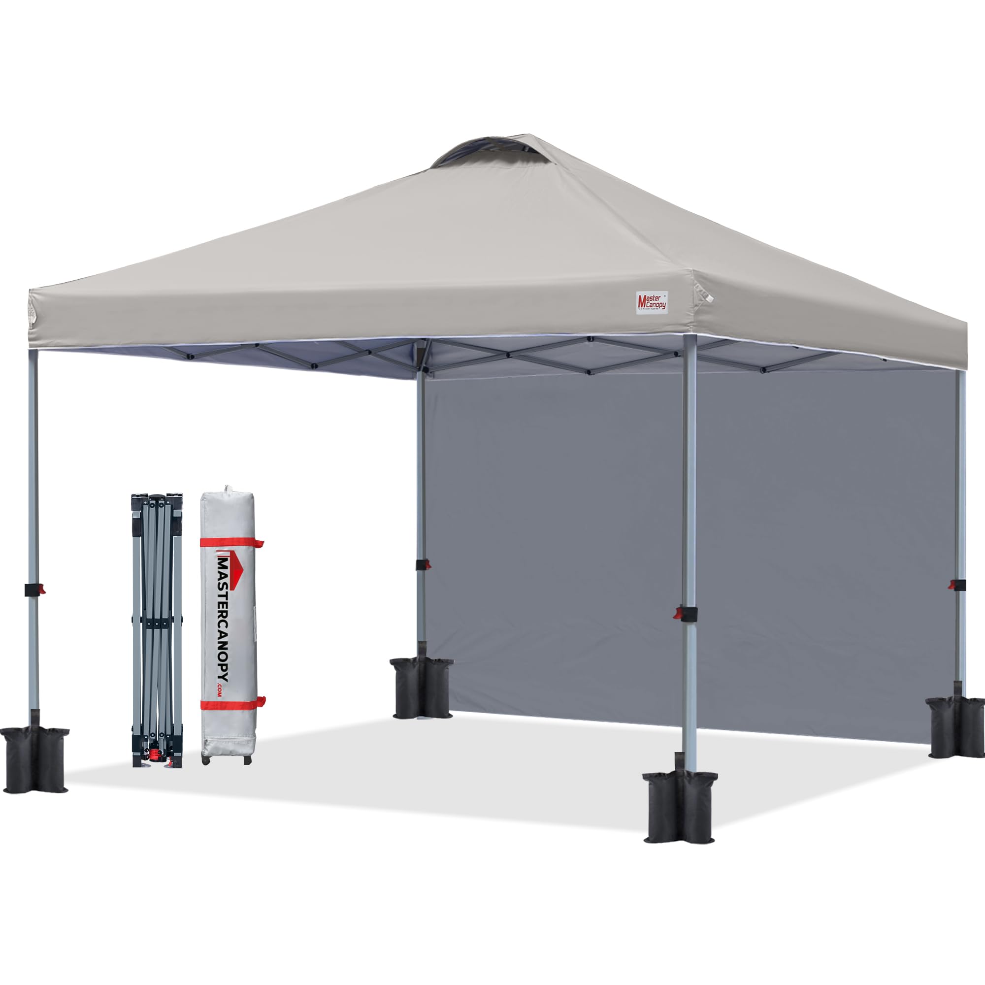 MASTERCANOPY Durable Pop-up Canopy Tent with 1 Sidewall (8'x8',Dark Grey)