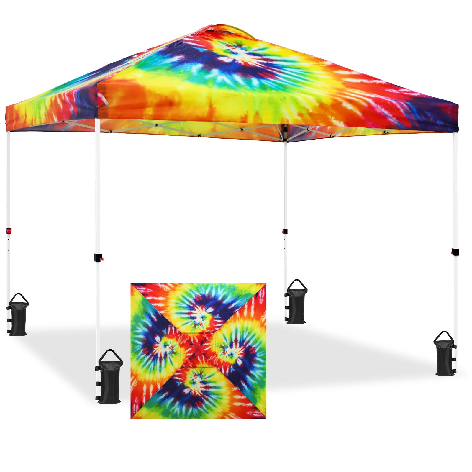 EAGLE PEAK Pop Up Canopy Tent with Wheeled Carry Bag, 8 Stakes, 4 Ropes, 4 Weight Bags, Easy Set Up Tent Canopy, 10x10 ft, 100sqft of Shade, Blue