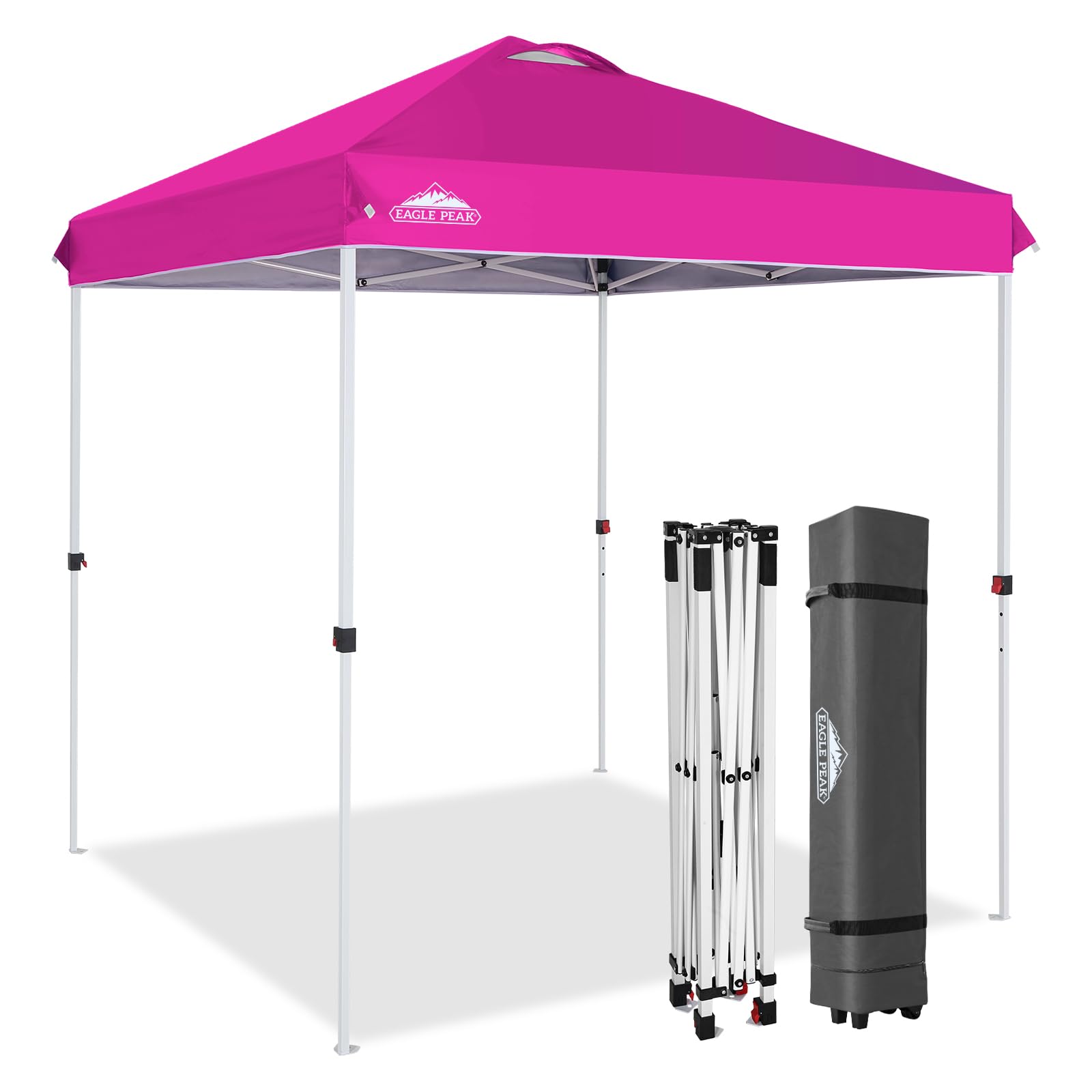 EAGLE PEAK Pop Up Canopy Tent with Wheeled Carry Bag, 8 Stakes, 4 Ropes, 4 Weight Bags, Easy Set Up Tent Canopy, 10x10 ft, 100sqft of Shade, Blue