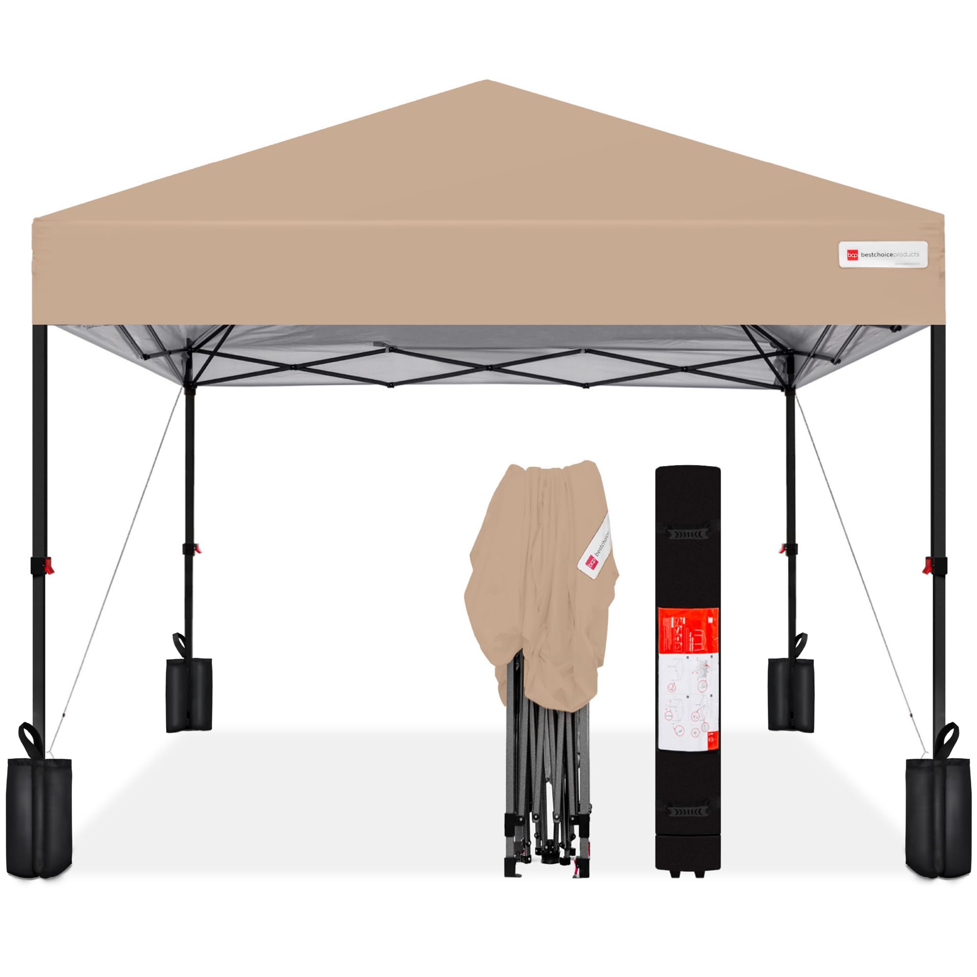 Best Choice Products 10x10ft Pop Up Canopy Tent, Outdoor Shade, 1 Person 1 Minute Set Up, Carry Case, 4 Weight Bags - White