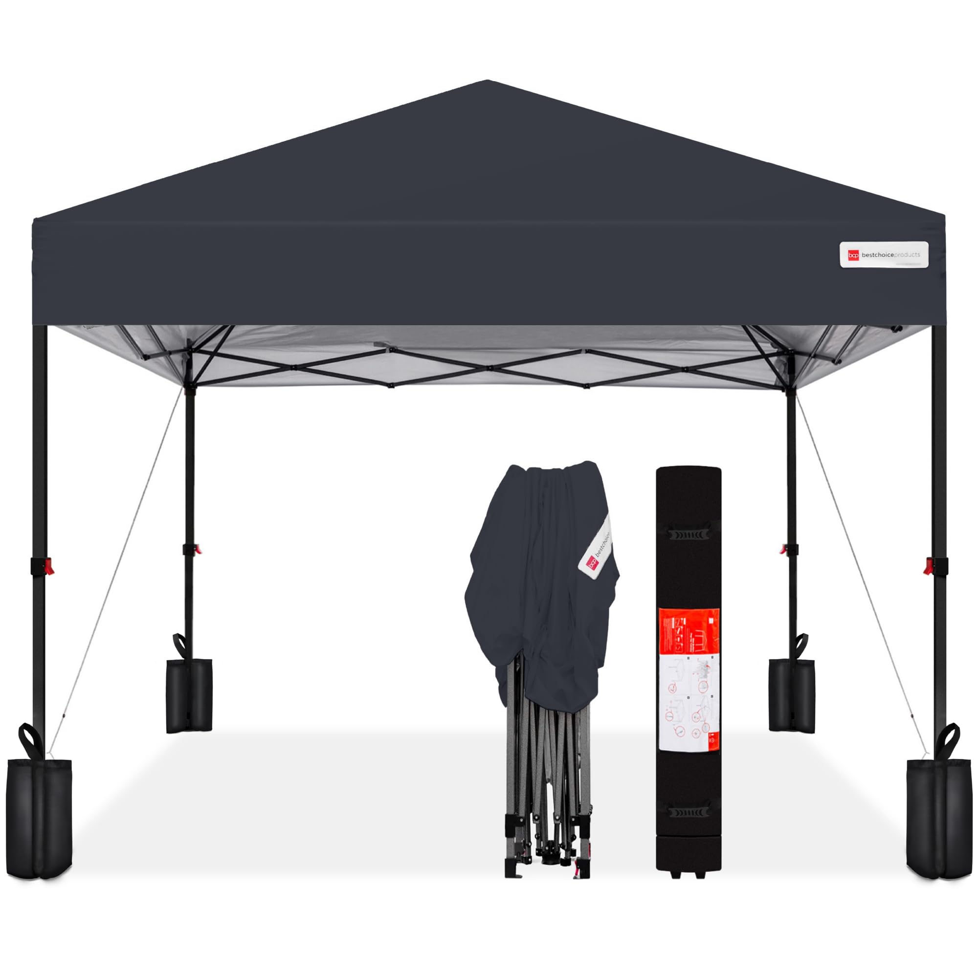 Best Choice Products 10x10ft Pop Up Canopy Tent, Outdoor Shade, 1 Person 1 Minute Set Up, Carry Case, 4 Weight Bags - White