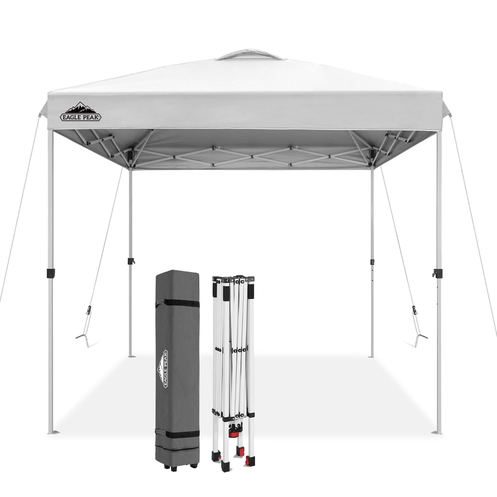 EAGLE PEAK Pop Up Canopy Tent with Wheeled Carry Bag, 8 Stakes, 4 Ropes, 4 Weight Bags, Easy Set Up Tent Canopy, 10x10 ft, 100sqft of Shade, Blue
