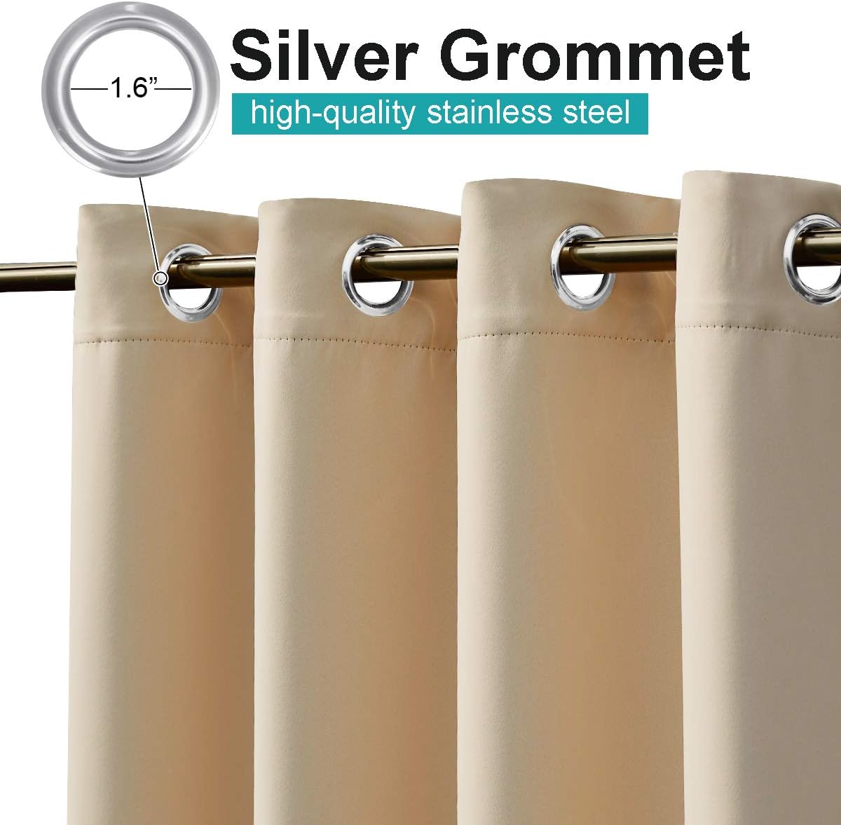 NICETOWN Outdoor Curtains for Patio Waterproof 95" L, Blackout Gazebo Curtain for Pergola/Porch Weatherproof, UV & Privacy Protection Outside Drape, 52" Wide, 1 Panel, Biscotti Beige