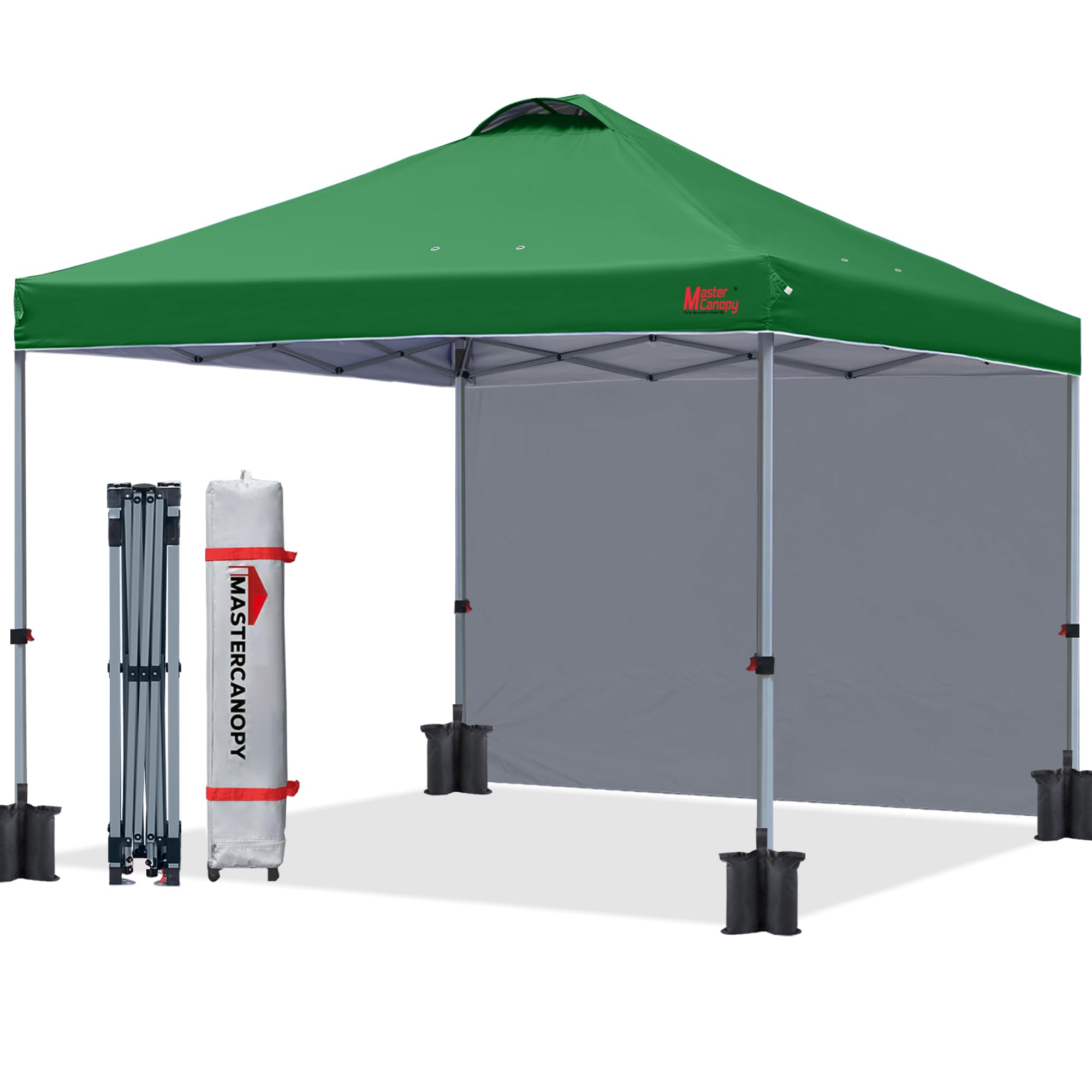 MASTERCANOPY Durable Pop-up Canopy Tent with 1 Sidewall (8'x8',Dark Grey)
