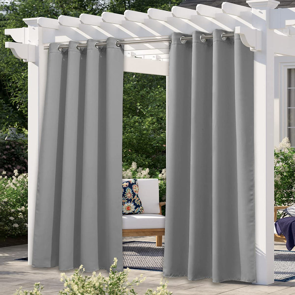 NICETOWN Outdoor Curtains for Patio Waterproof 95" L, Blackout Gazebo Curtain for Pergola/Porch Weatherproof, UV & Privacy Protection Outside Drape, 52" Wide, 1 Panel, Biscotti Beige