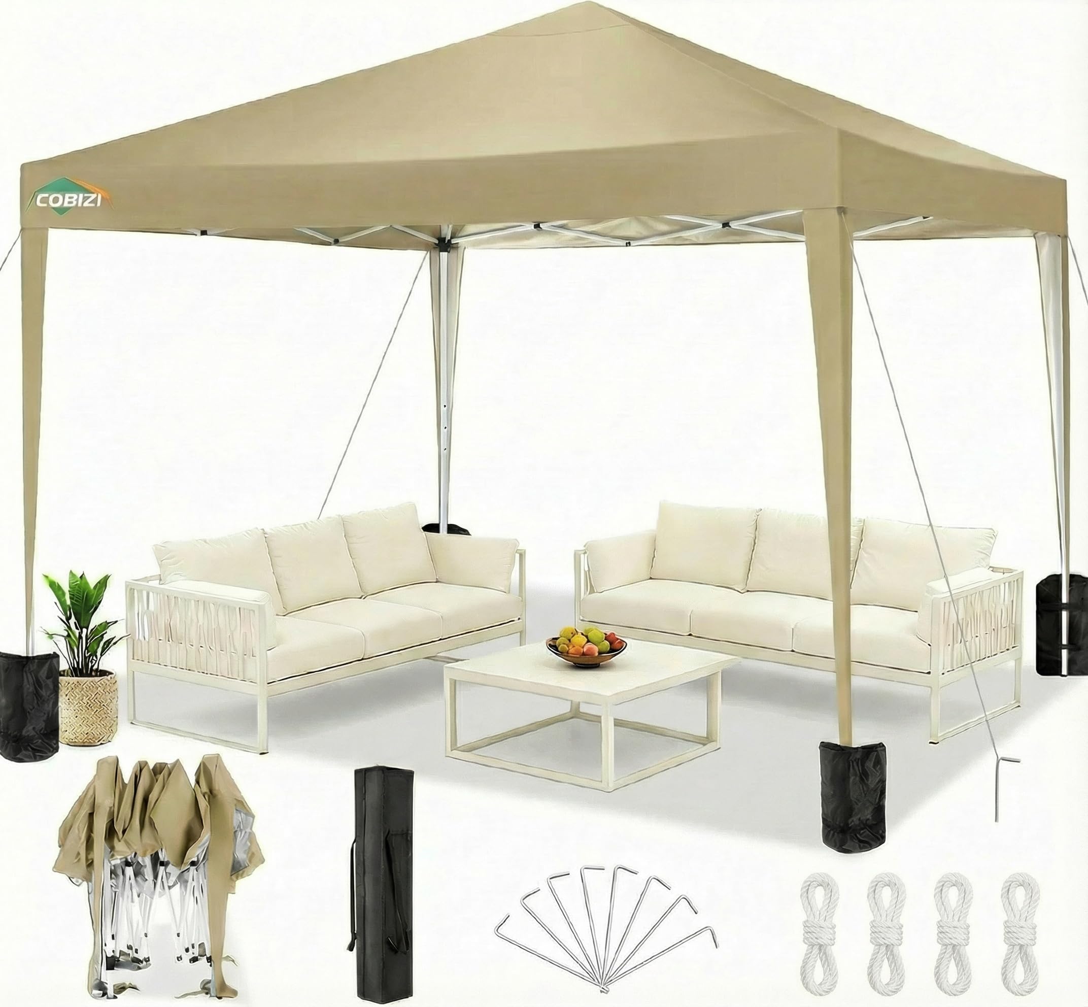 COBIZI 10x20 FT Pop up Canopy Tent with Sidewalls, Party Tents for Parties, Carpas para Fiestas, Easy Set Large Outdoor Popup Patio Gazebo for Backyard,Weddings,Vendor,Commercial Event,White (Upgrade)