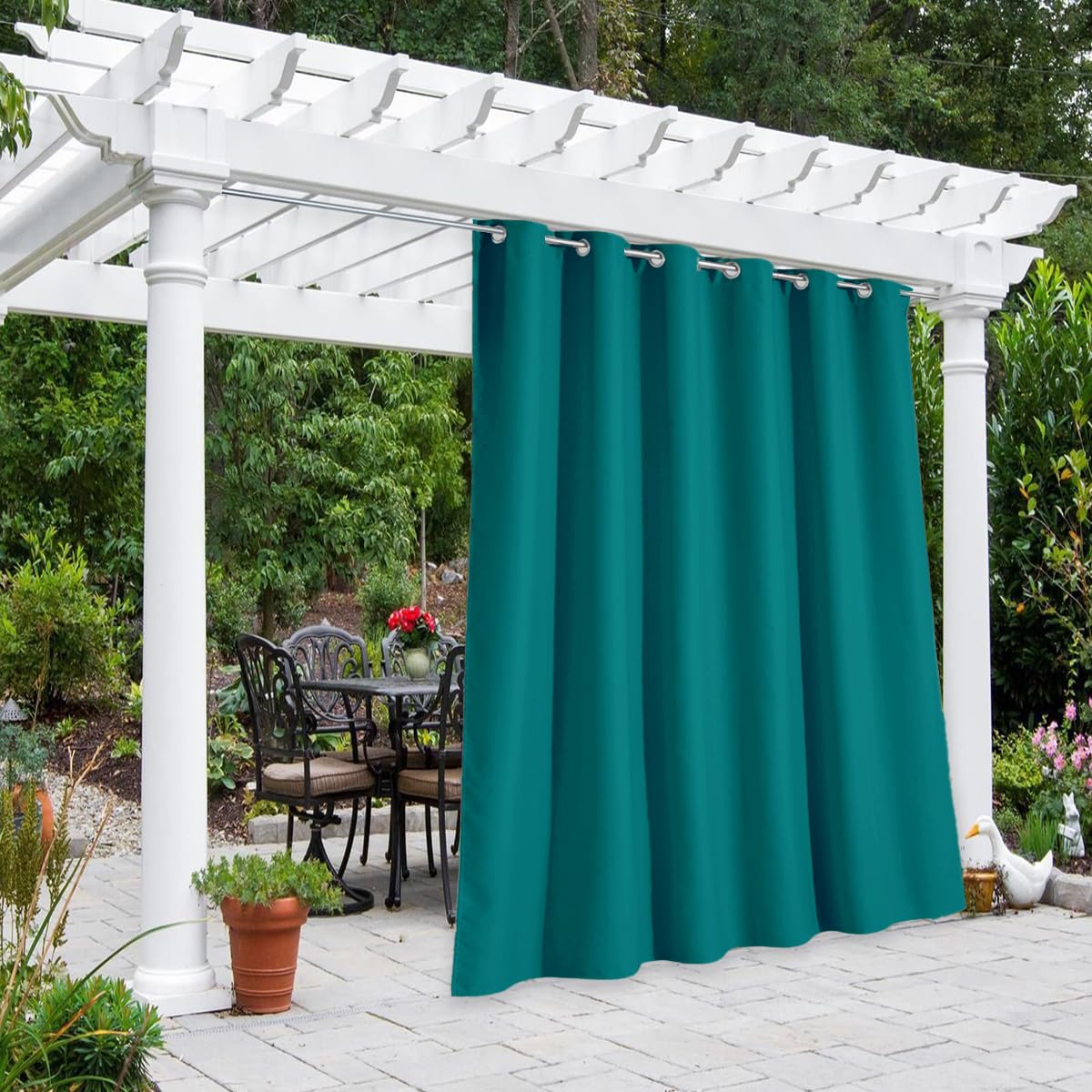 NICETOWN Outdoor Curtains for Patio Waterproof 95" L, Blackout Gazebo Curtain for Pergola/Porch Weatherproof, UV & Privacy Protection Outside Drape, 52" Wide, 1 Panel, Biscotti Beige